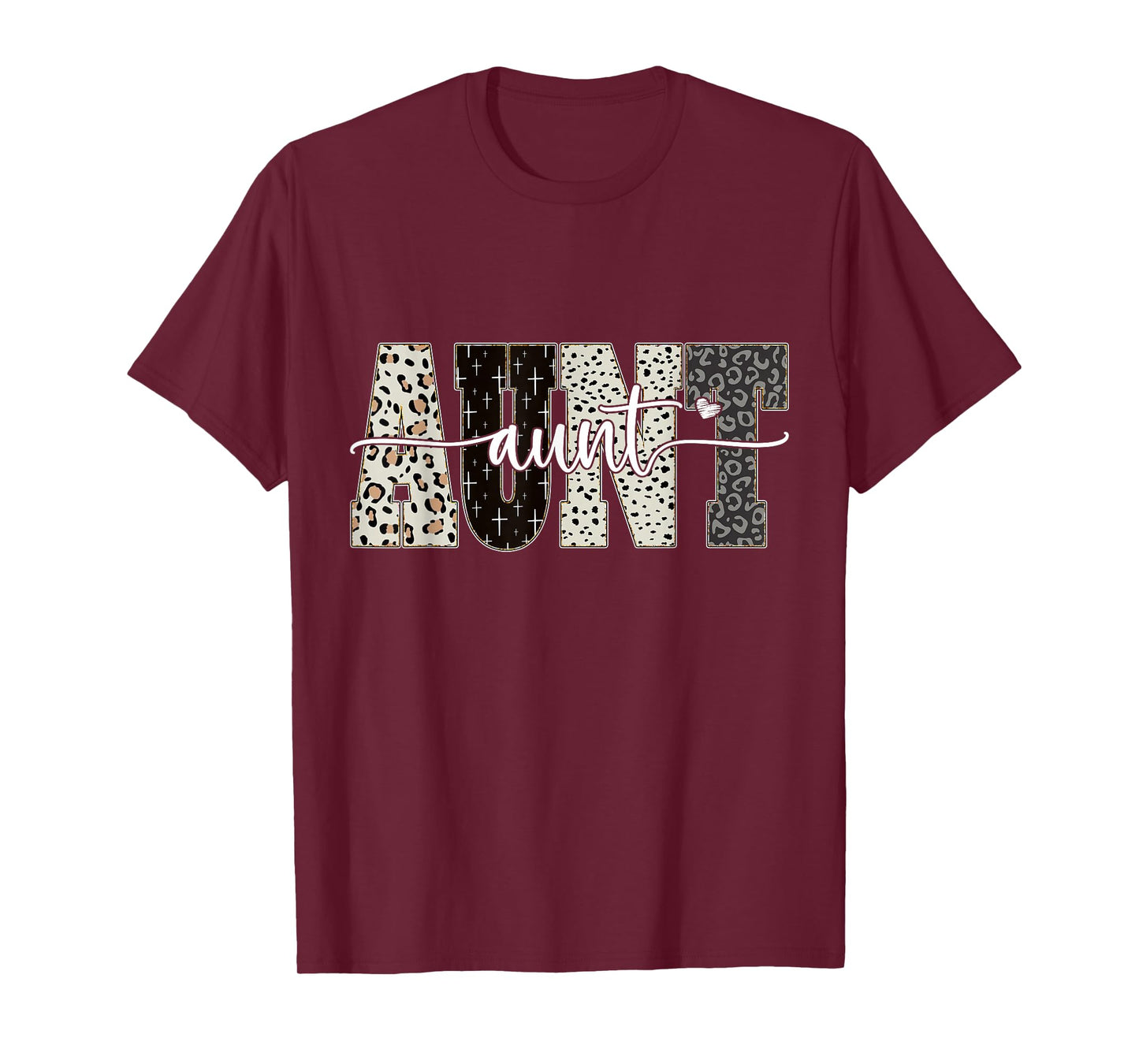 Aunt Bible Leopard Cross Faith and Love Christian Women Aunt T-Shirt