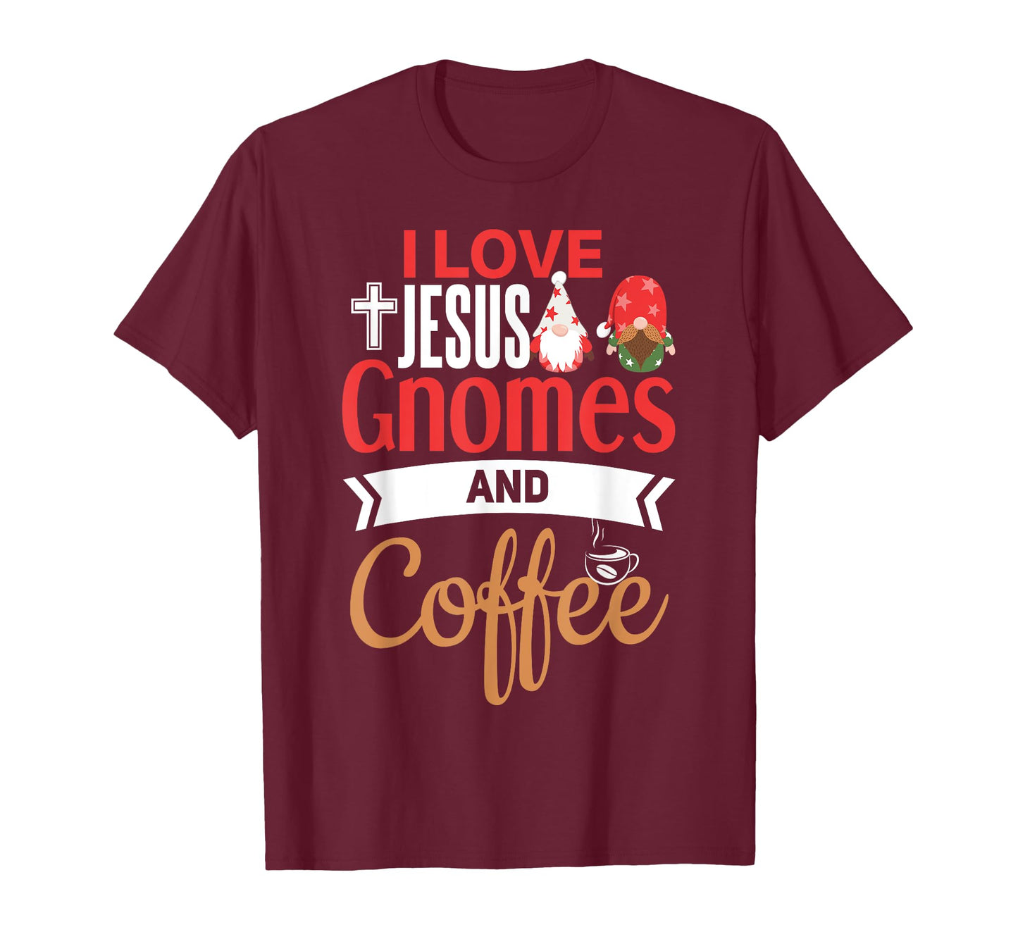 Christian Gnome Shirt Jesus Coffee Lover Garden Gnome T-Shirt