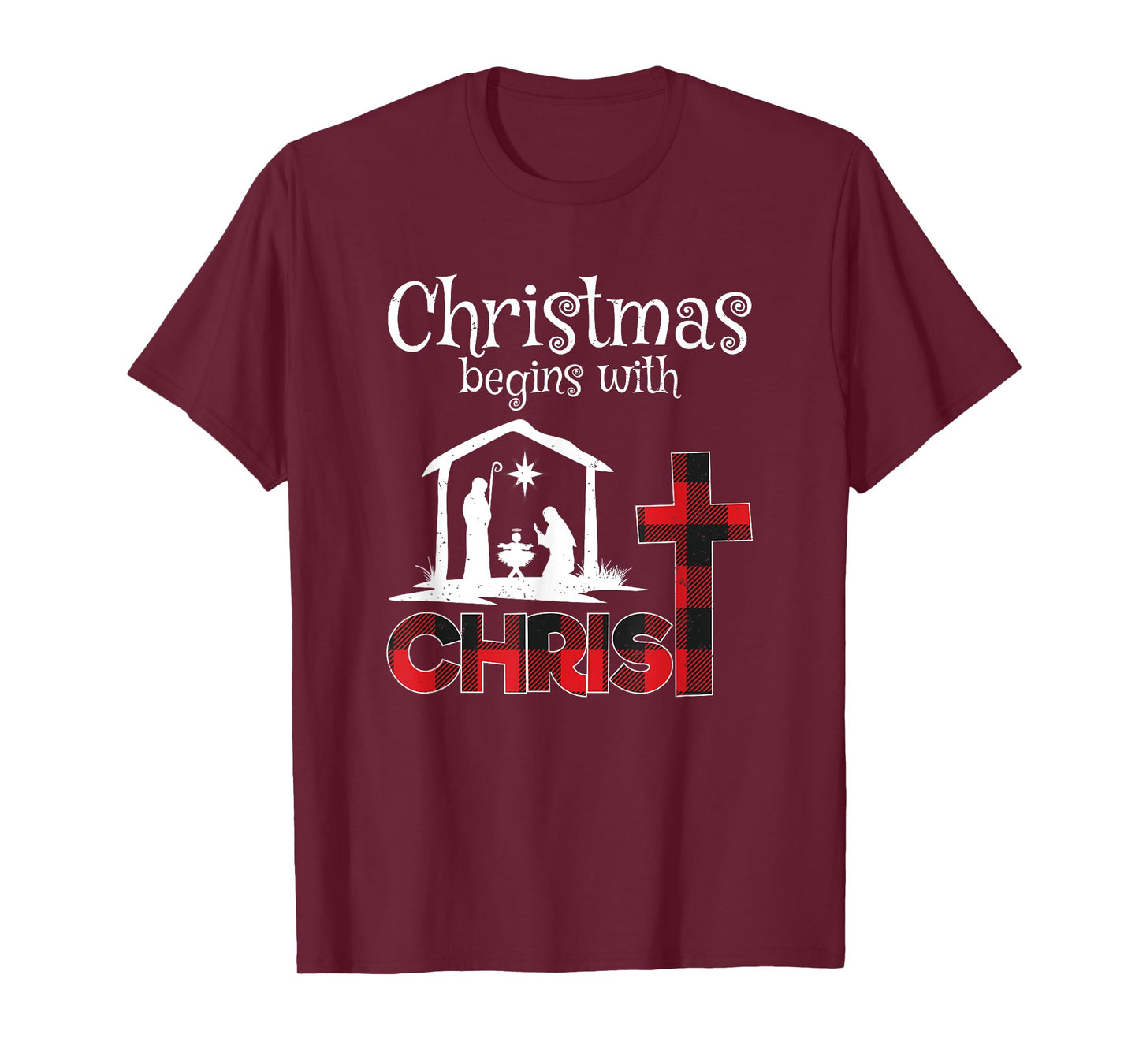 Christmas Begins With Christians Buffalo Plaid T-Shirt
