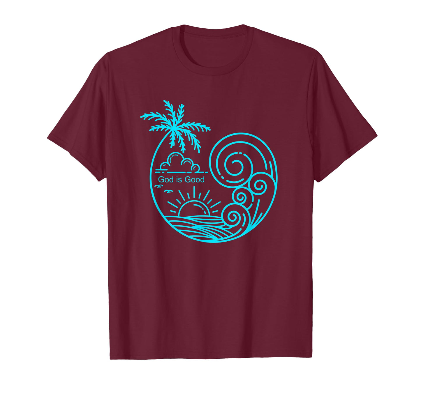 Christian Tropical Wave Beach Line Art Graphic Design T-Shirt