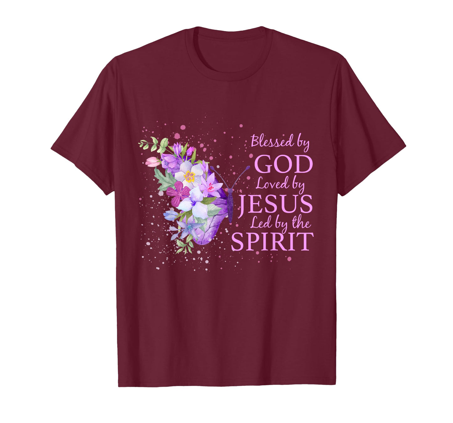 Blessed By God Loved By Jesus Christian Religious Butterfly T-Shirt