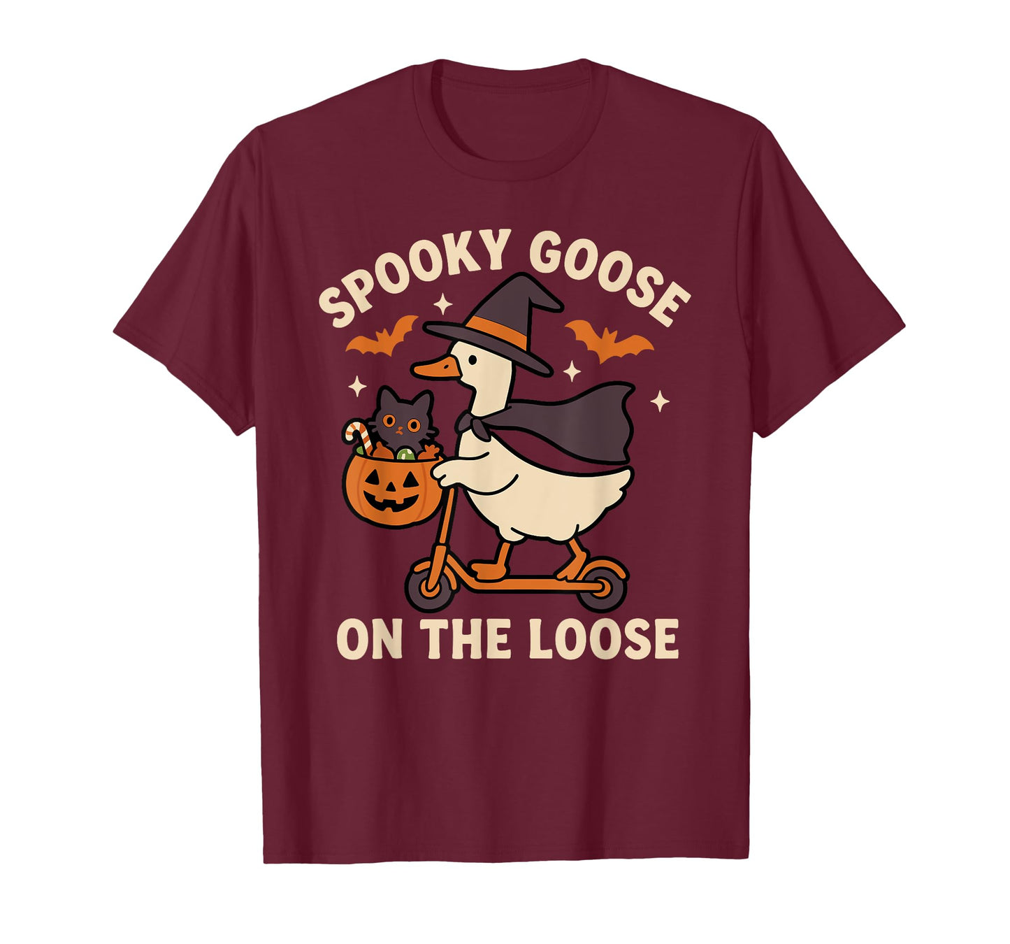 Spooky Goose On The Loose Halloween Silly Witch Costume T-Shirt
