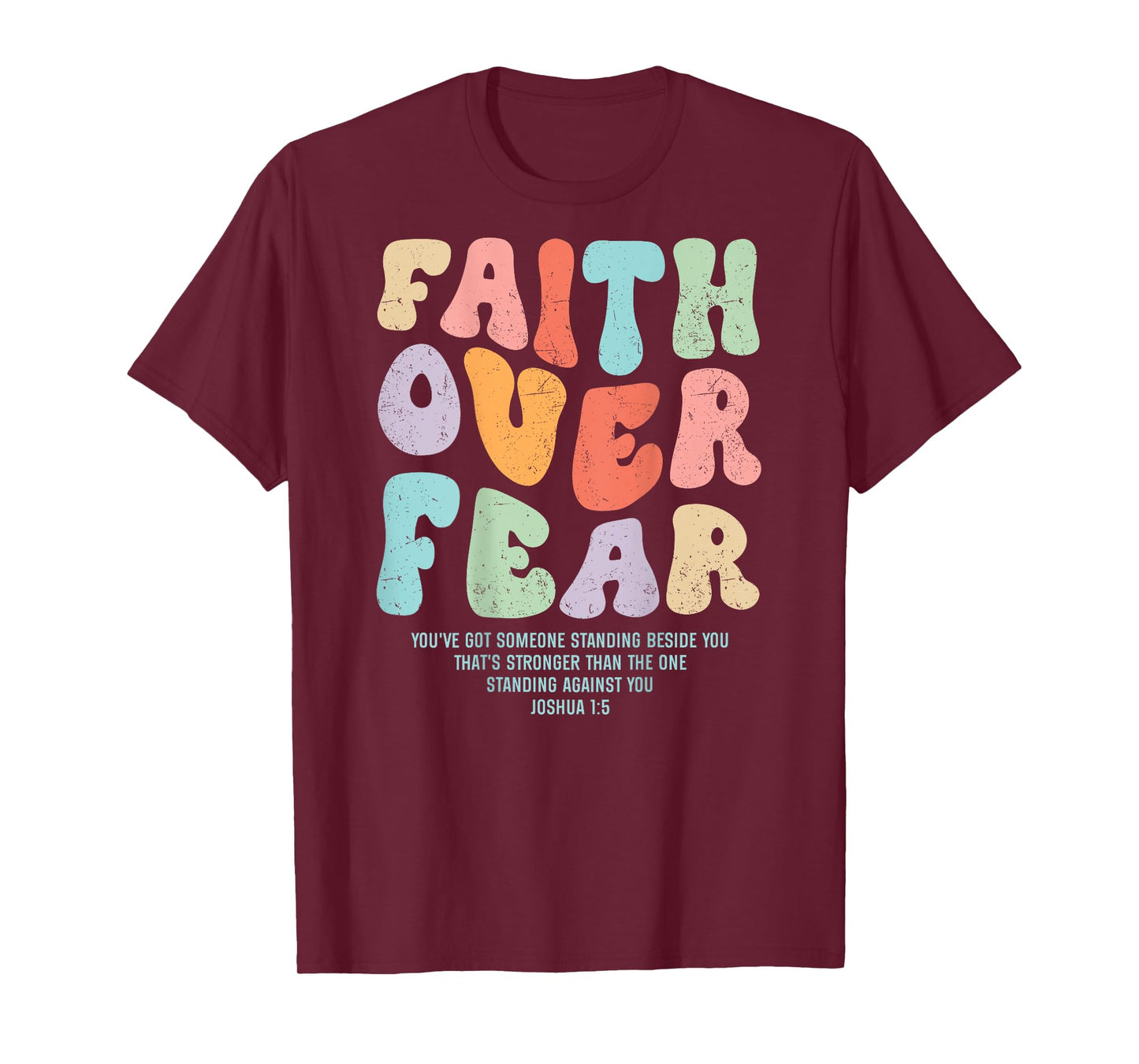 Faith Over Fear Bible Verse Aesthetic Christian Groovy Retro T-Shirt