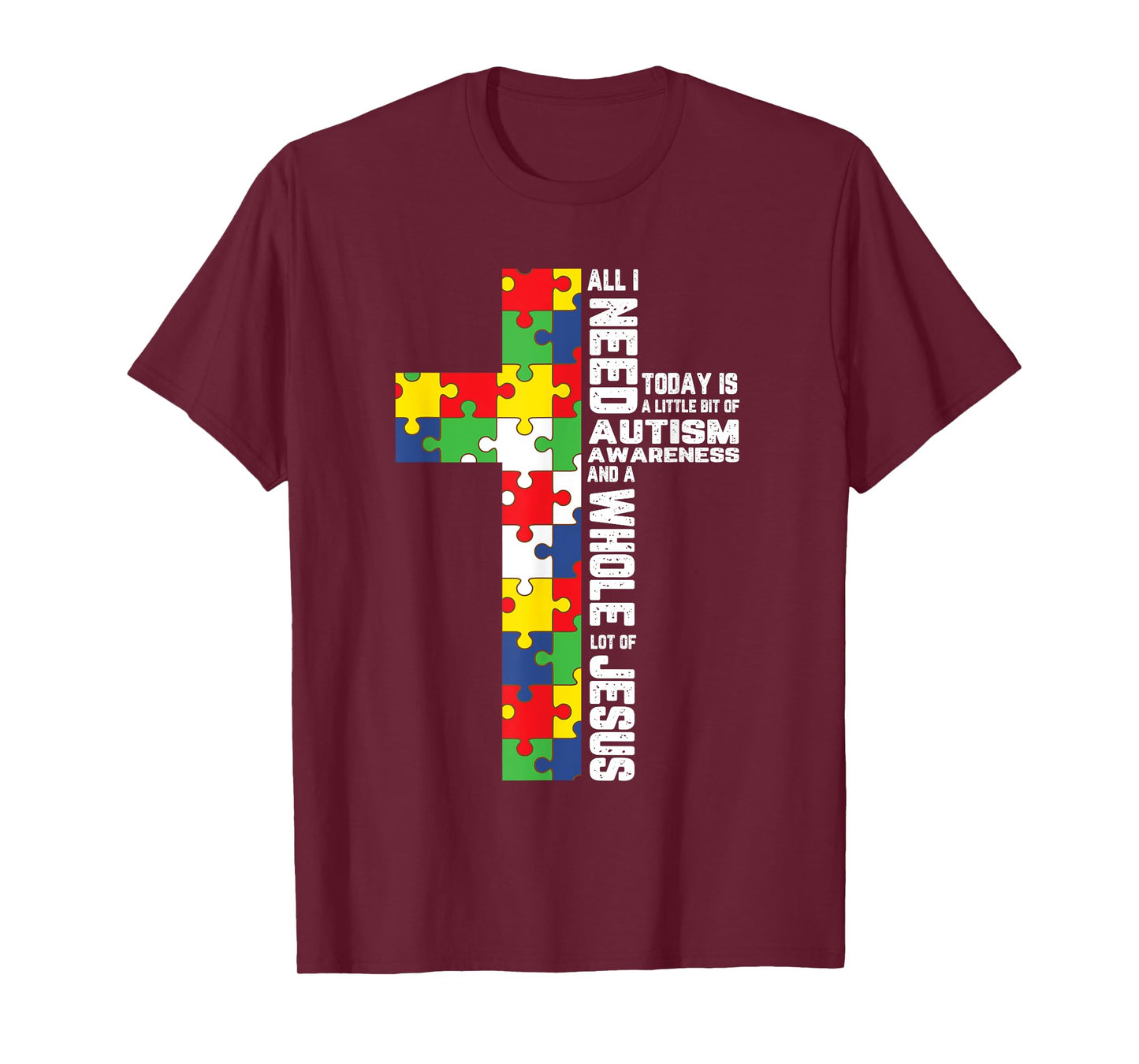 Autism Awareness Jesus Cross Puzzle Cool Christian Gifts T-Shirt