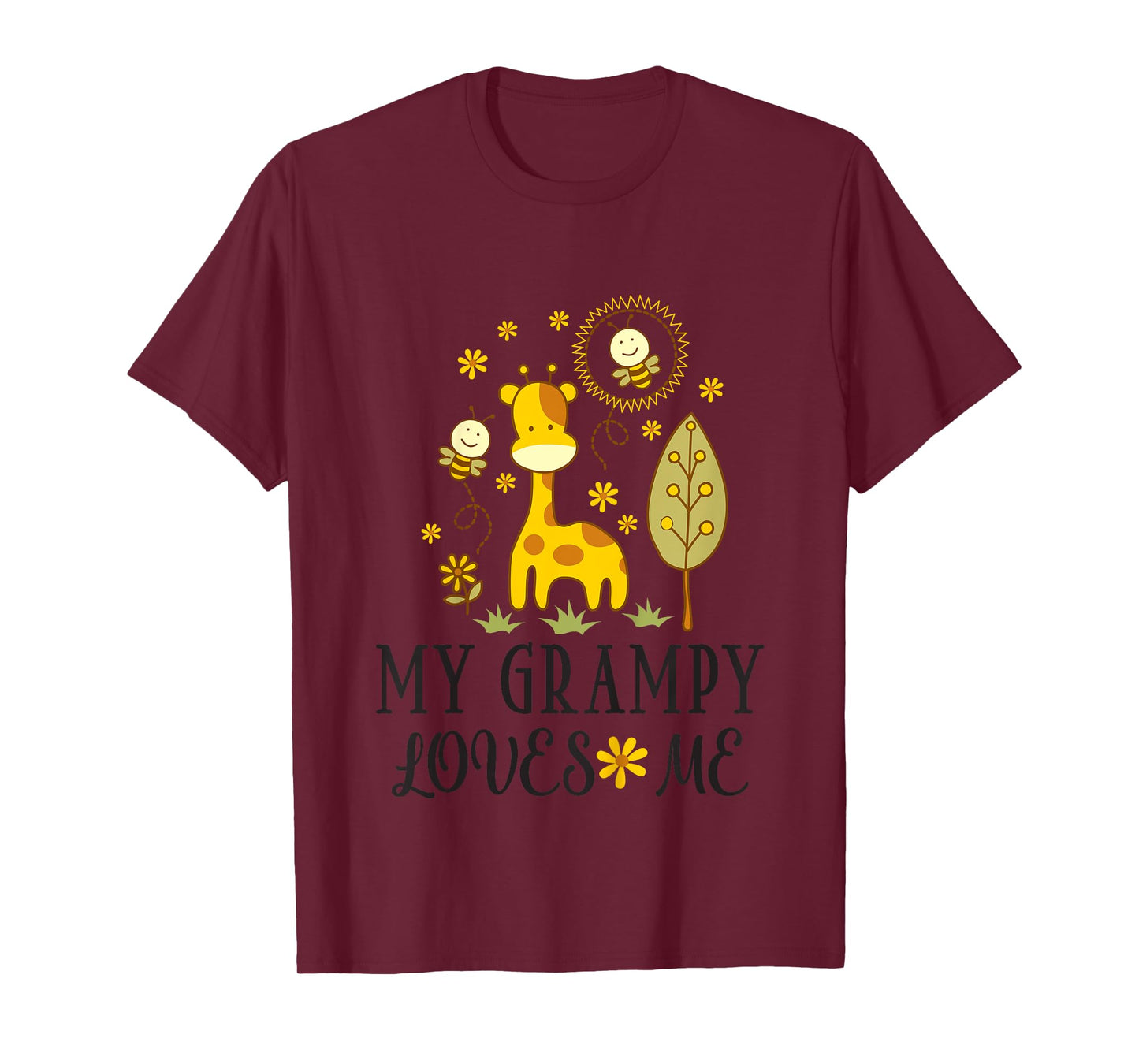 Kids My Grampy Loves Me Granddaughter Giraffe T-Shirt