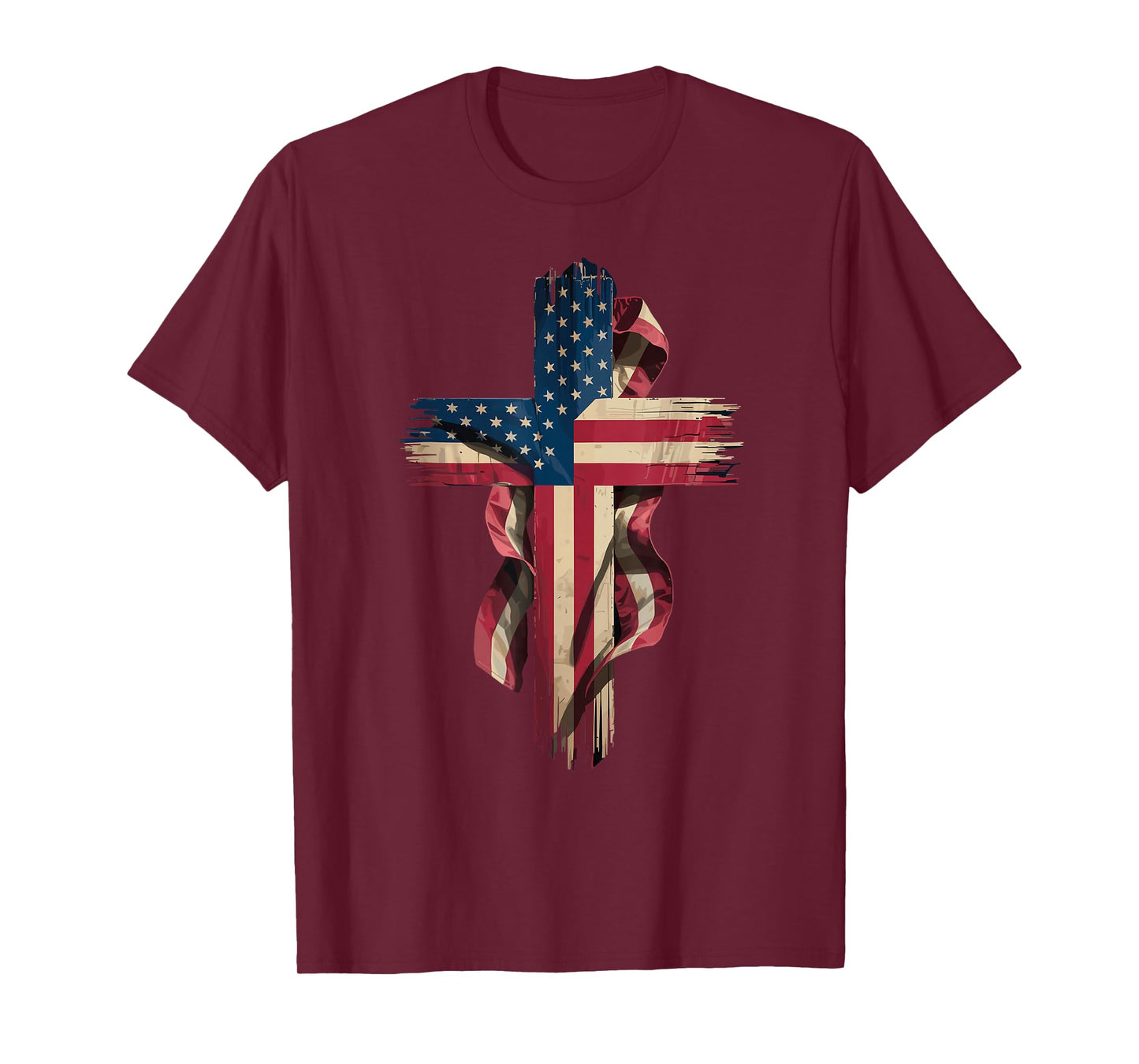Patriotic Christian Cross USA Flag T-Shirt