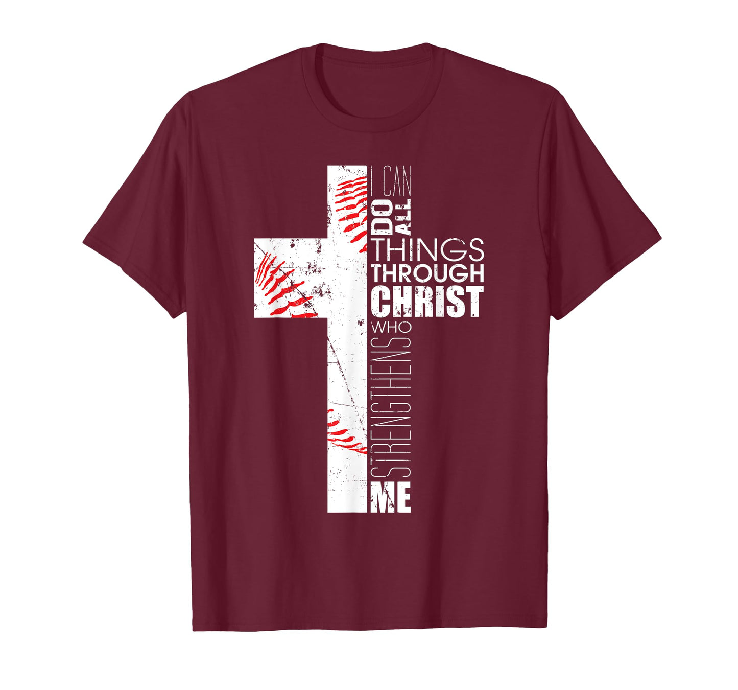 Philippians 4:13 Baseball Cross Gifts Christian Bible Verse T-Shirt