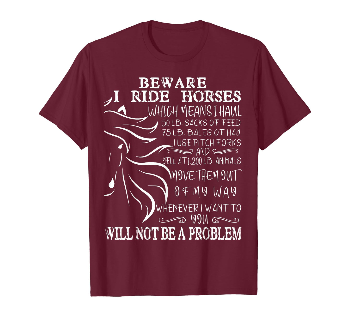 Beware I Ride Horses You Will Not Be A Problem, Funny Horse T-Shirt