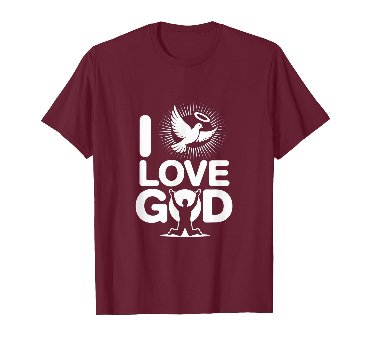 I Love God Dove Halo Spiritual Message T-Shirt