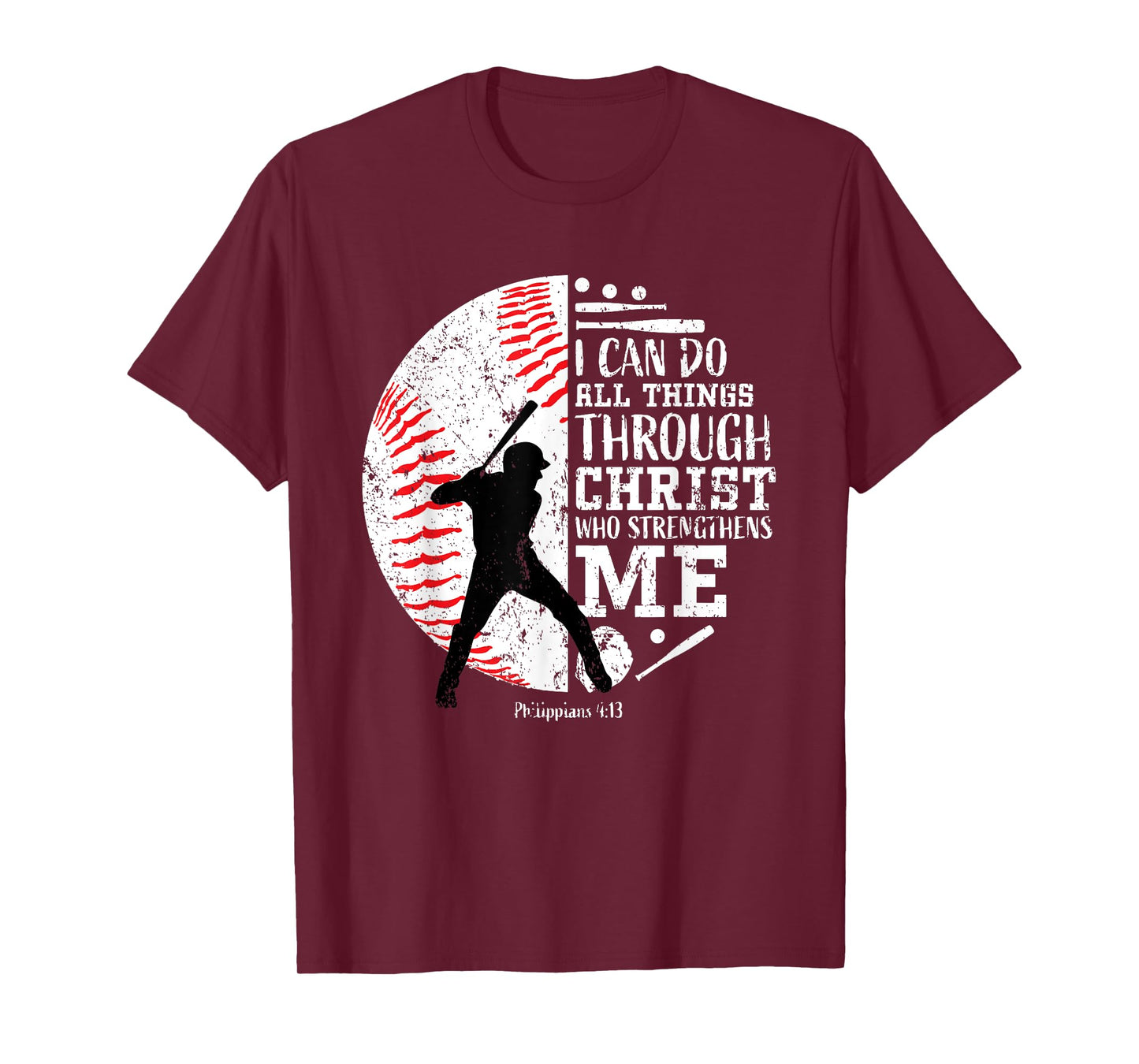 Christian Baseball Philippians 4:13 Religious Faith Graphic T-Shirt