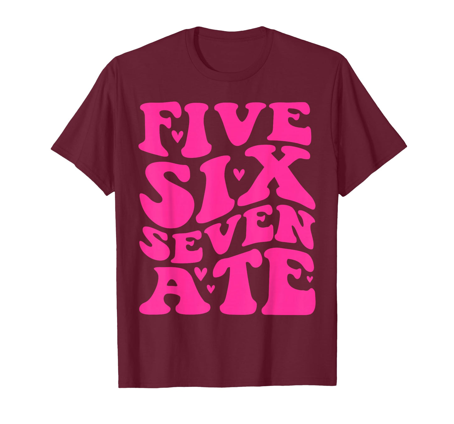 Five Six Seven Ate Cheer Cheerleader Cheer Era Pink Print T-Shirt