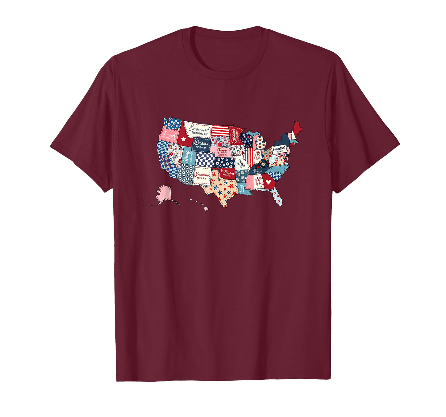 Christian USA Map Bible Verses Patriotic Faith States T-Shirt