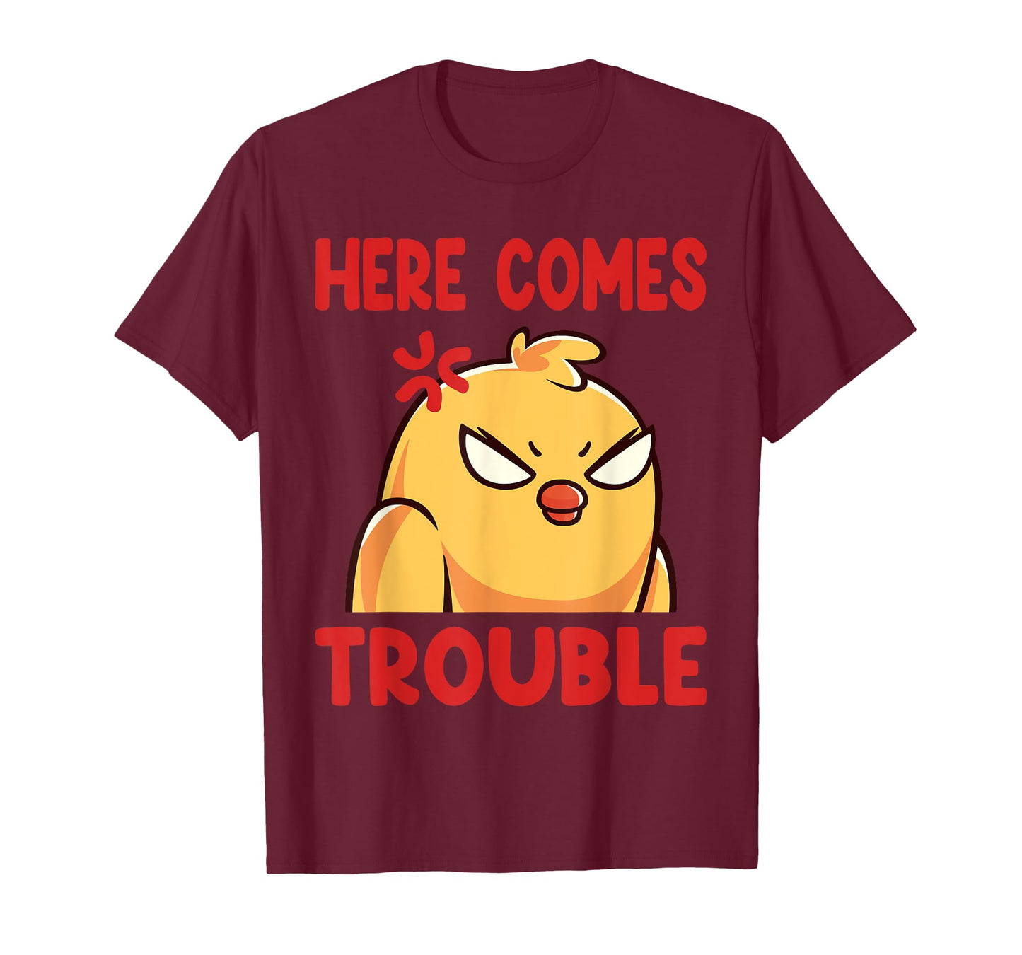 Funny Here Comes Trouble Angry Kawaii Bird T-Shirt