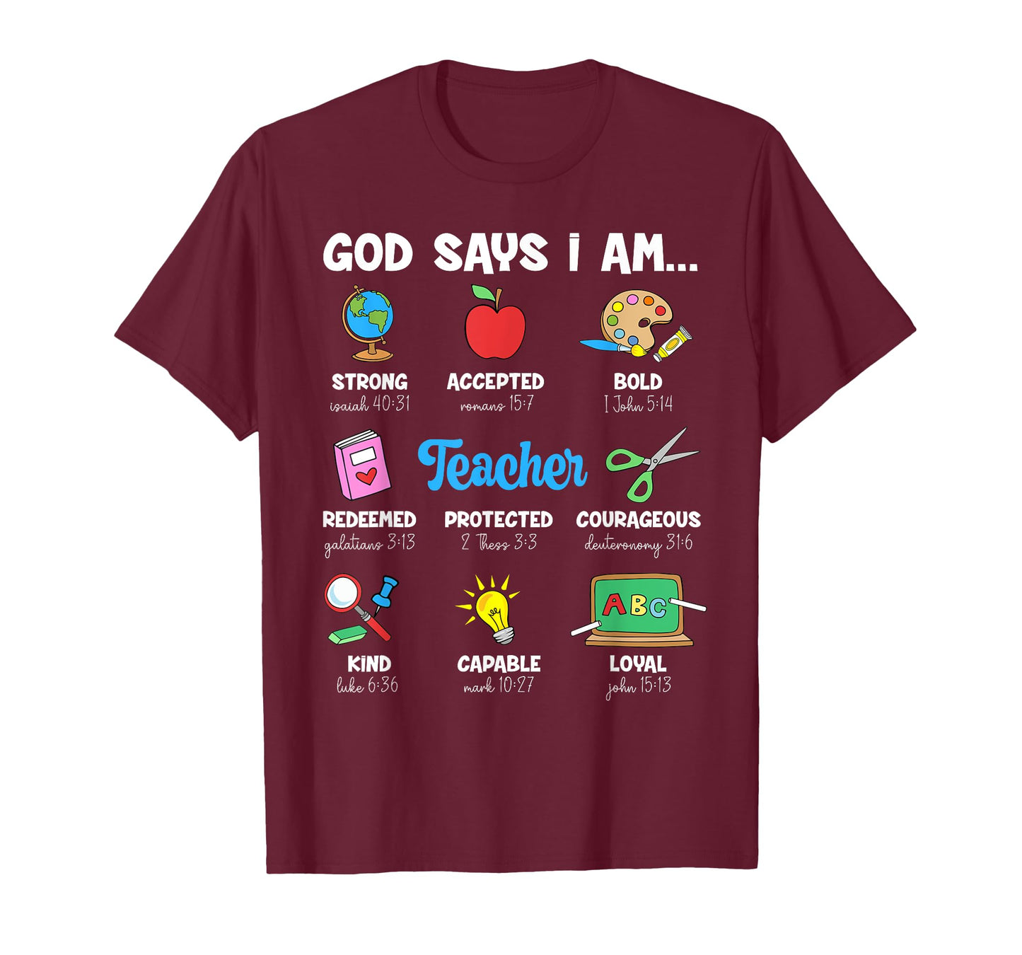 Funny God Says Im Teacher Christian Back To School Religious Men Women T-Shirt
