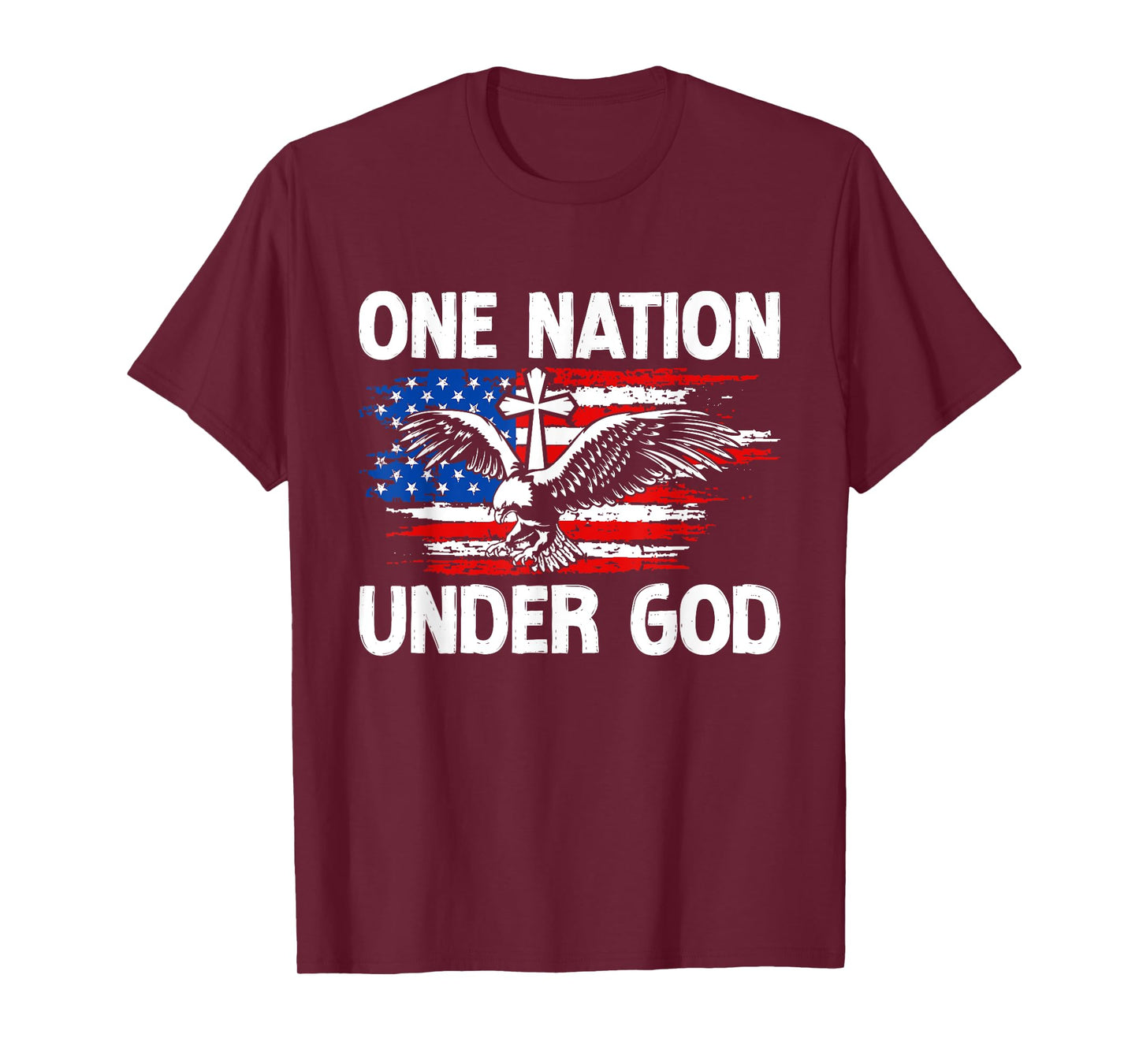One Nation Under God Jesus Blessed American Flag T-Shirt