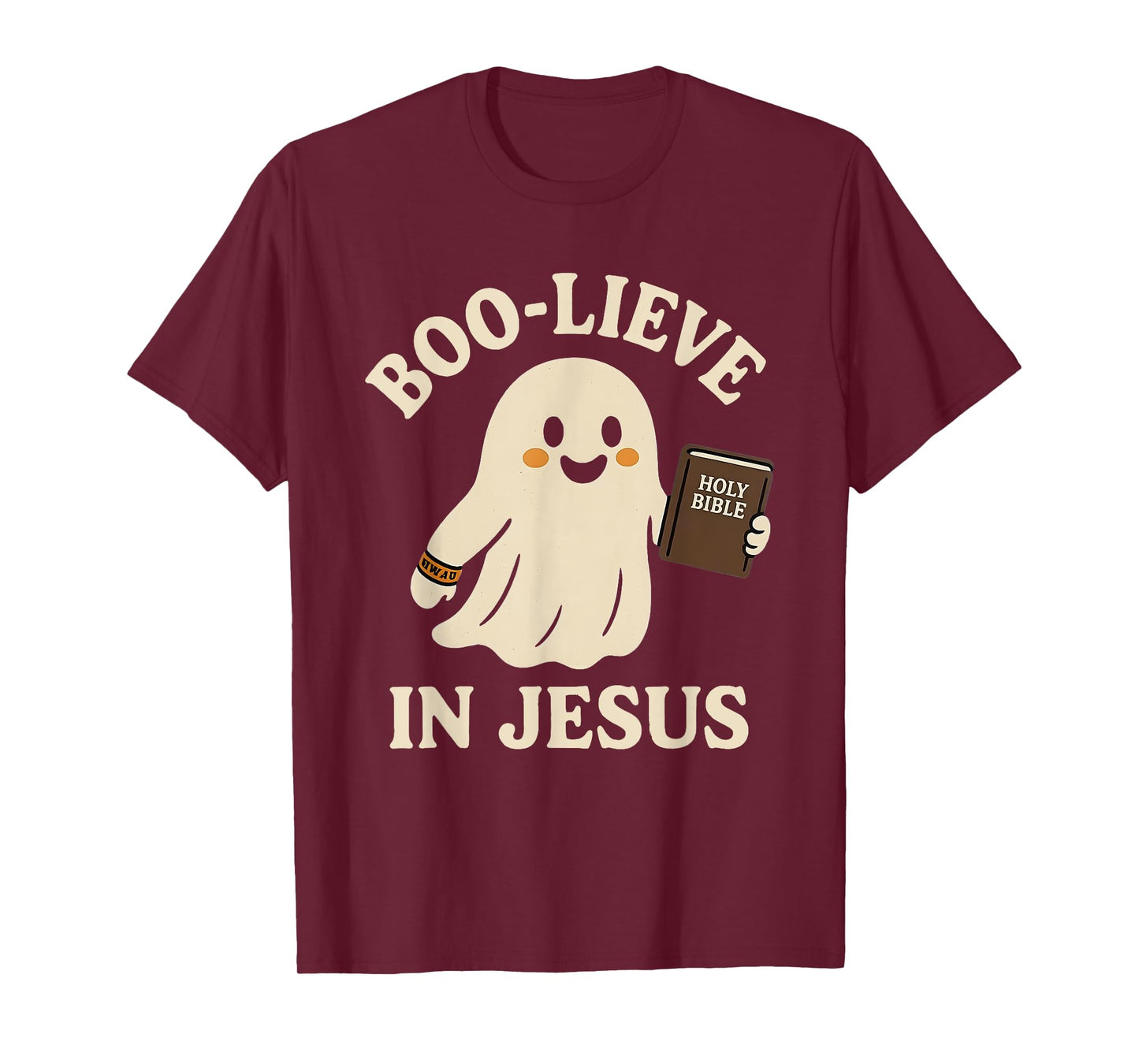 Ghost Boo Lieve in Jesus Holy Bible Happy Halloween 2025 T-Shirt