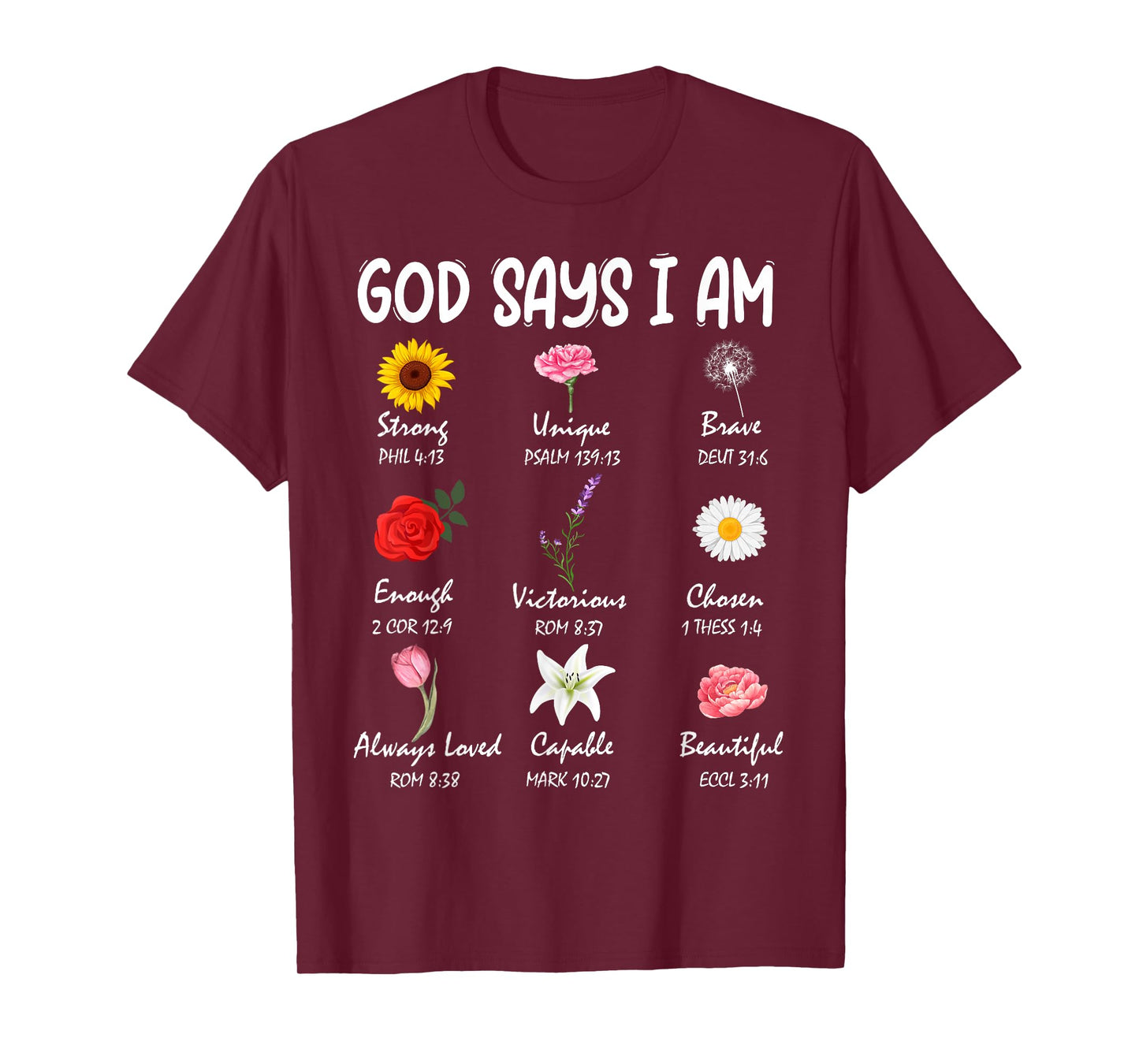God Says I Am Cute Wild Flowers Women Girls Kids Christian T-Shirt