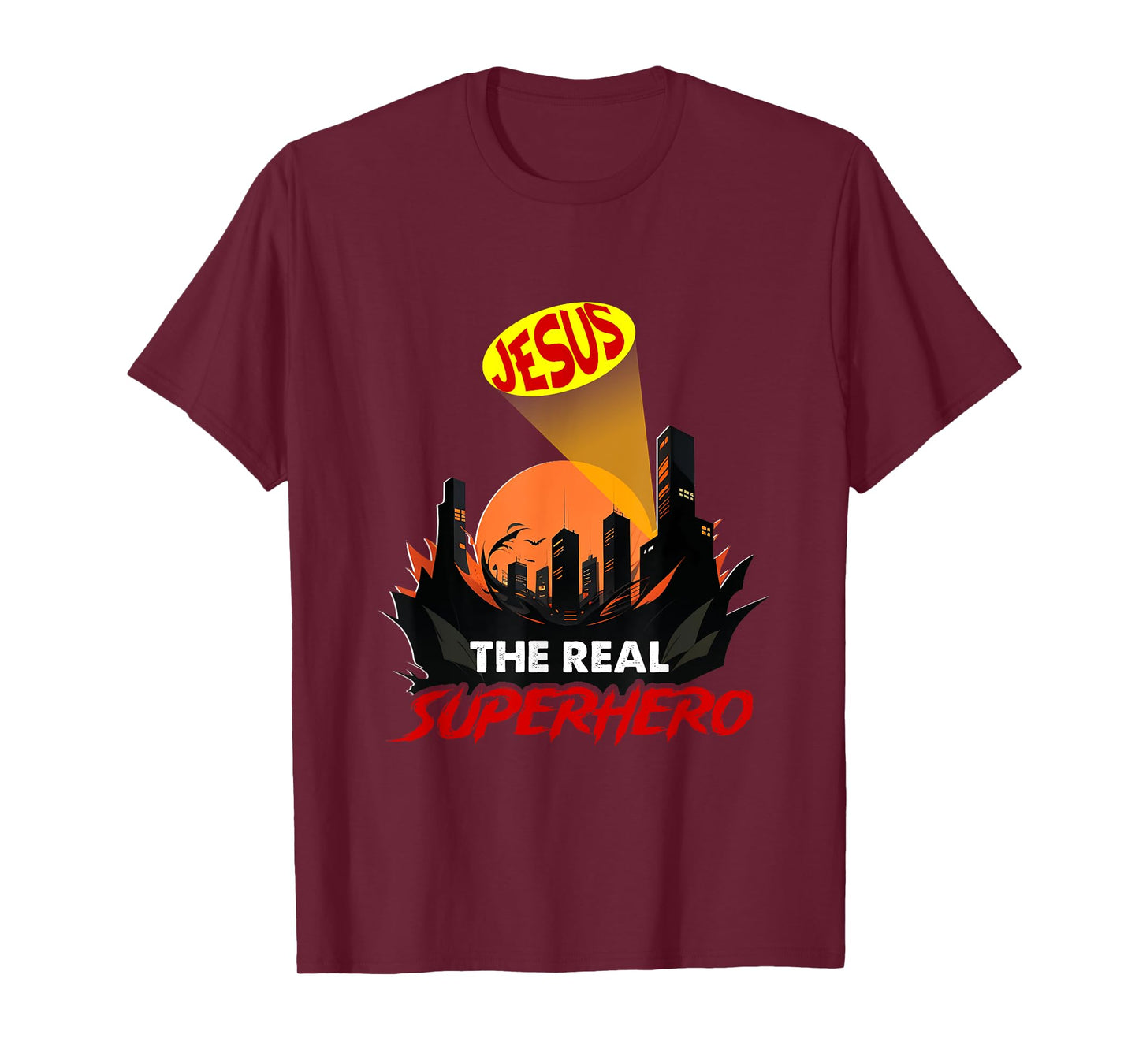 Jesus The Real Superhero Bat Signal Night Of City Christian T-Shirt