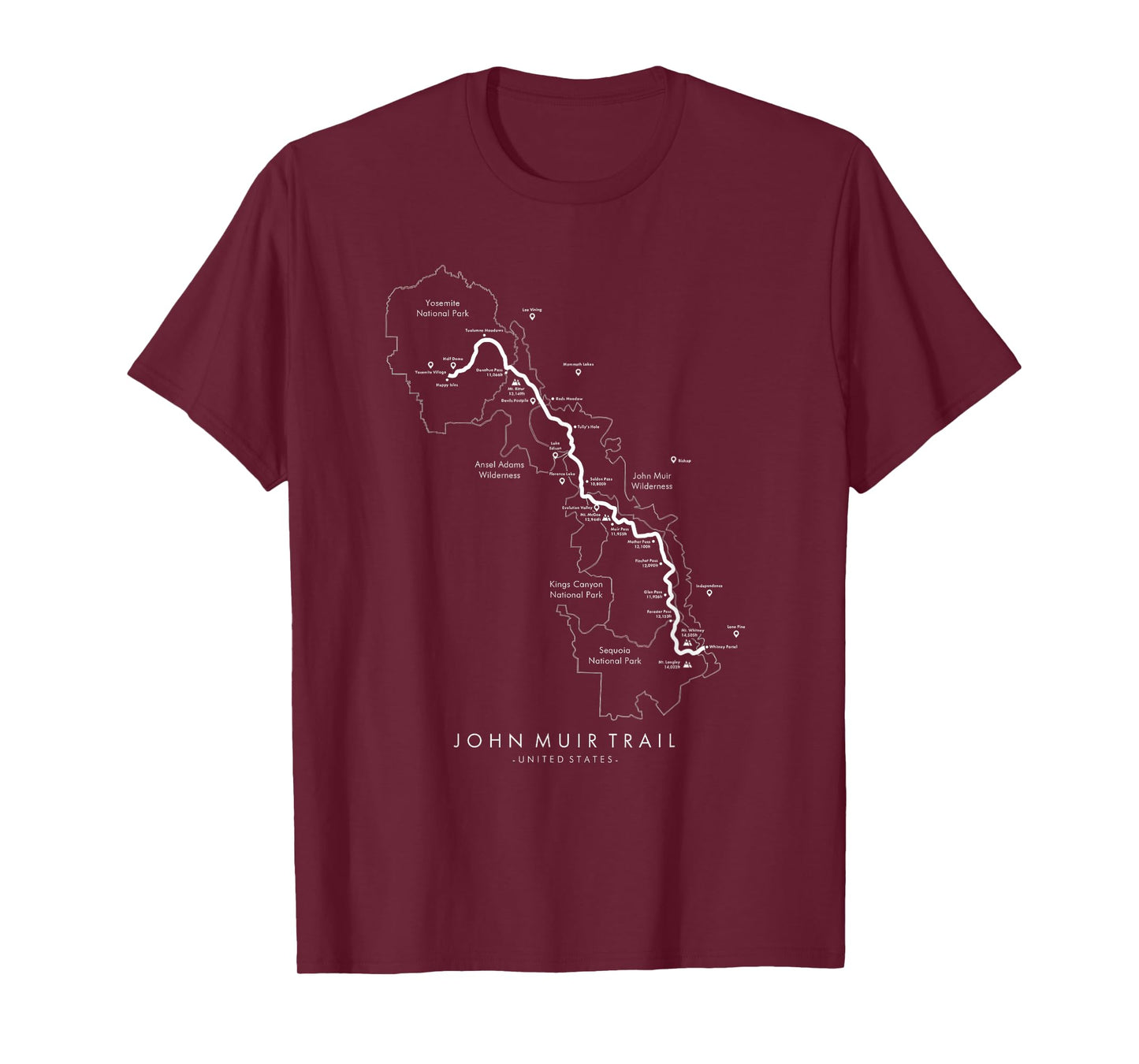 John Muir Trail Map T-Shirt