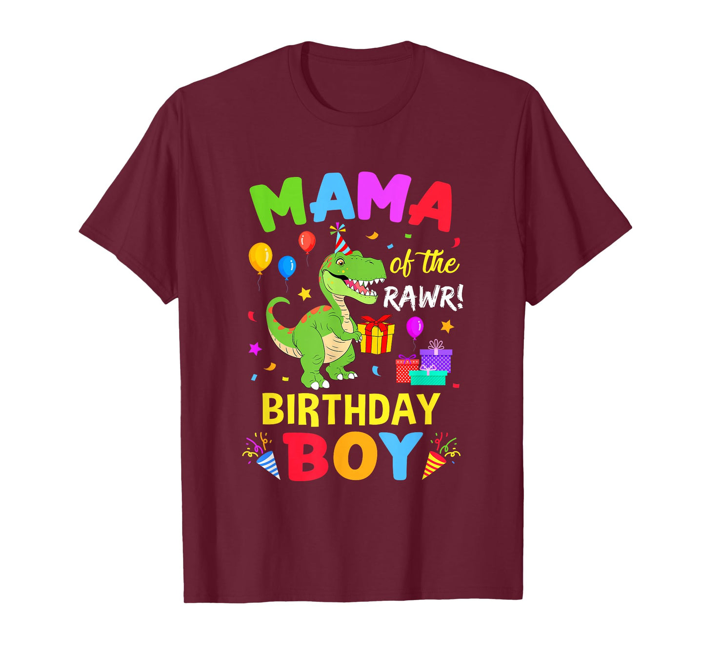 Mama Of The Birthday Boy T-Rex Funny Dinosaur Boy Party T-Shirt