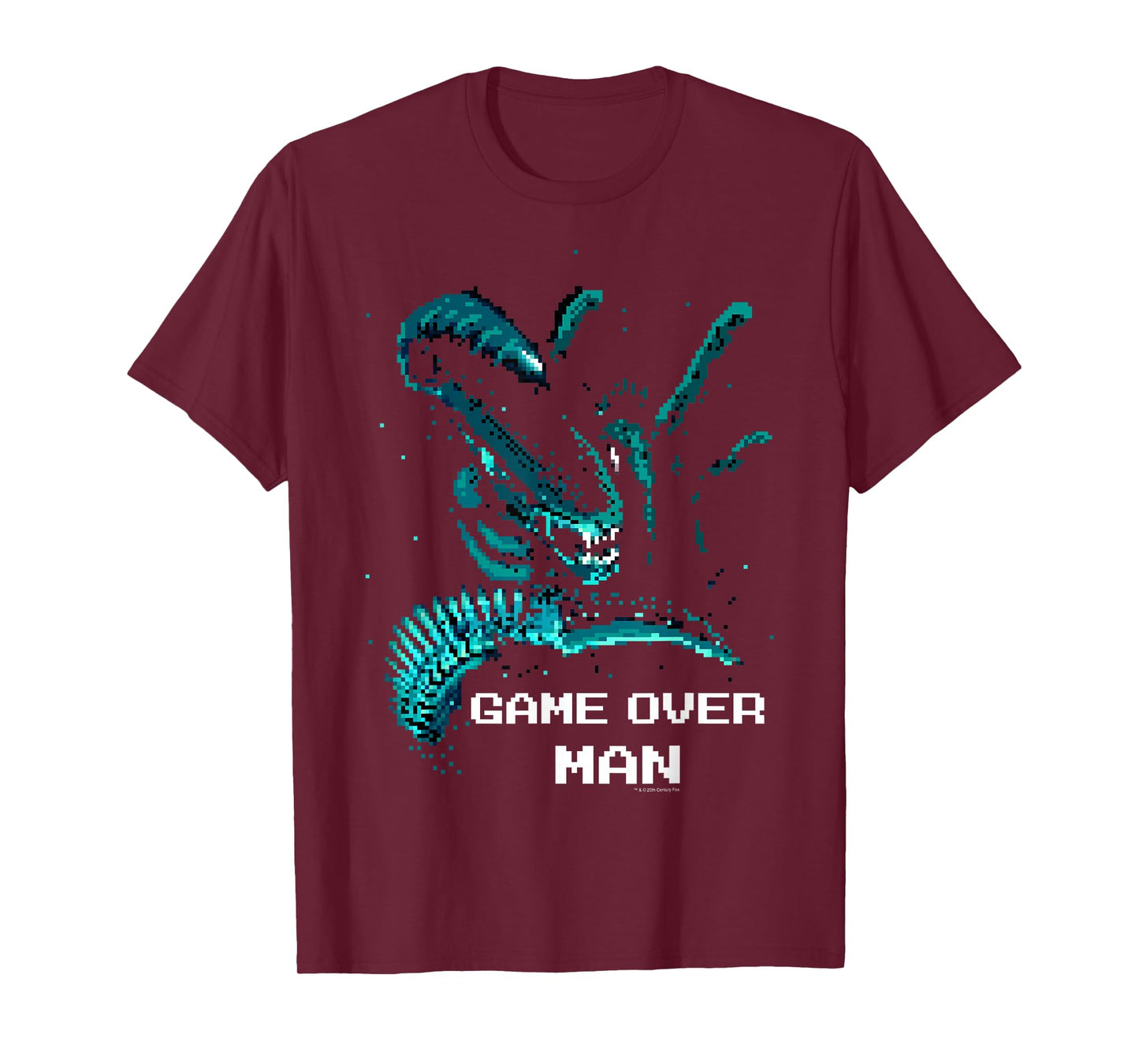 Aliens Iconic Xenomorph Game Over Man Pixelated Style Logo T-Shirt