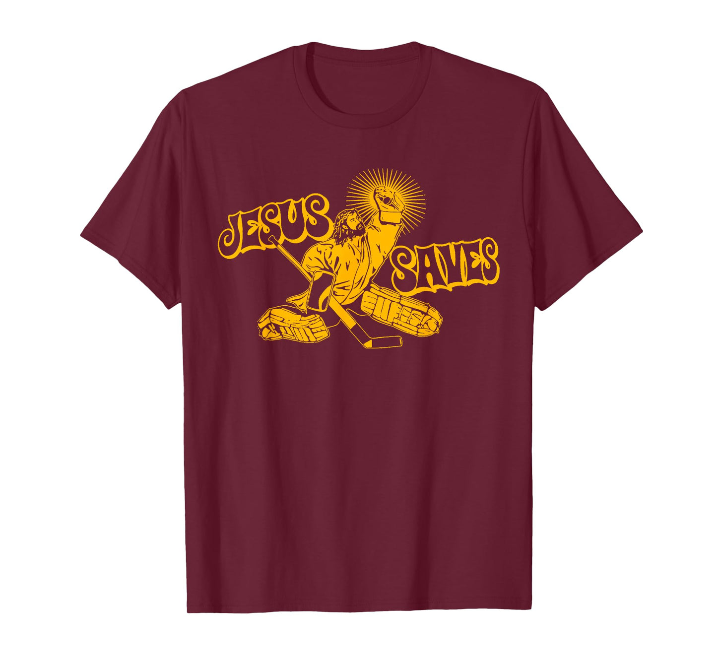 Funny Jesus Saves Hockey Religious Christian Goaltender Tee T-Shirt