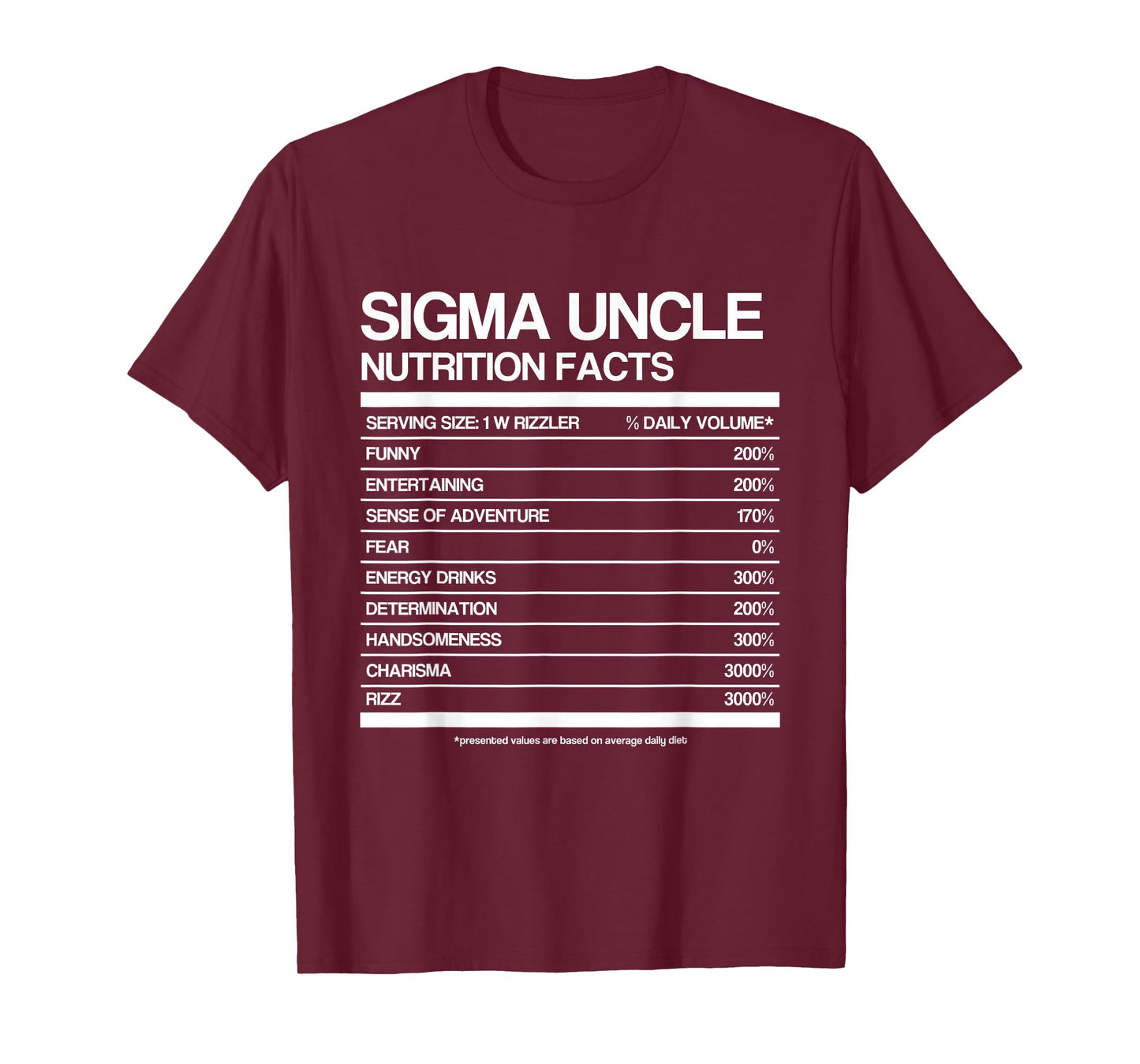 Funny Sigma Uncle Nutrition Facts Sigma Family Uncle Meme T-Shirt