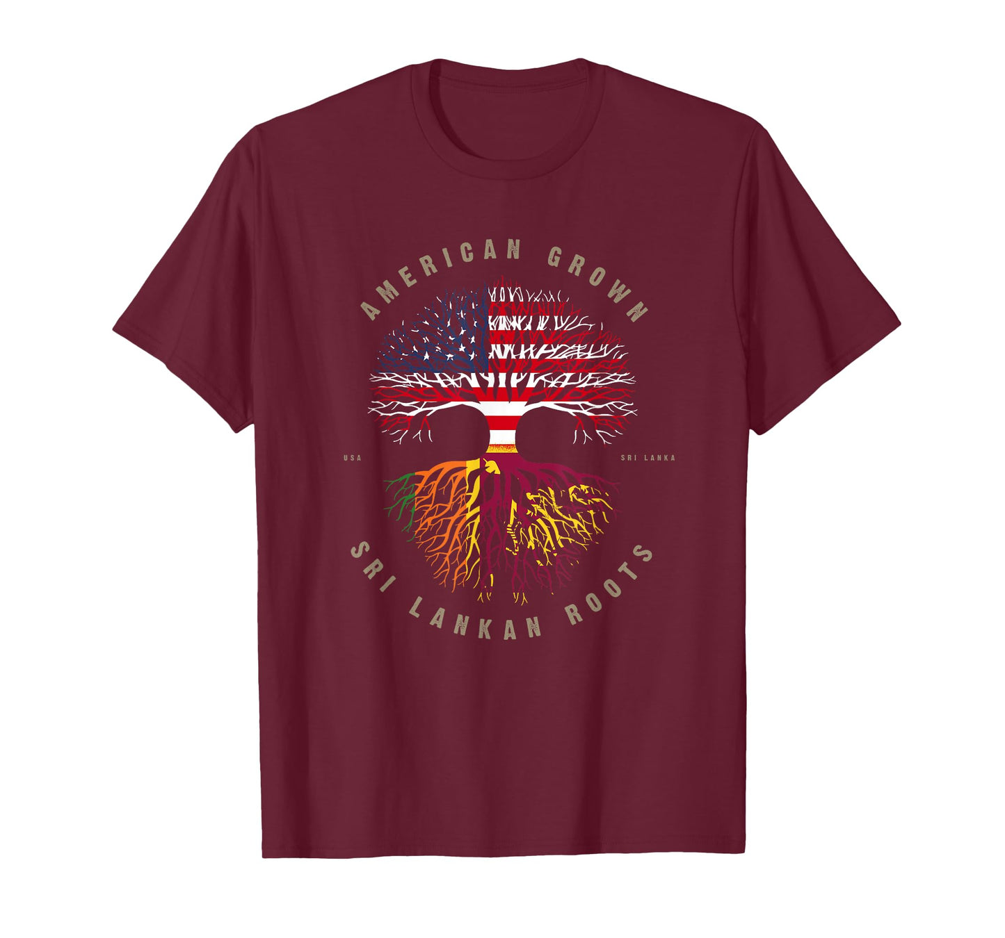American Grown Sri Lankan Roots Sri Lanka Flag T-Shirt