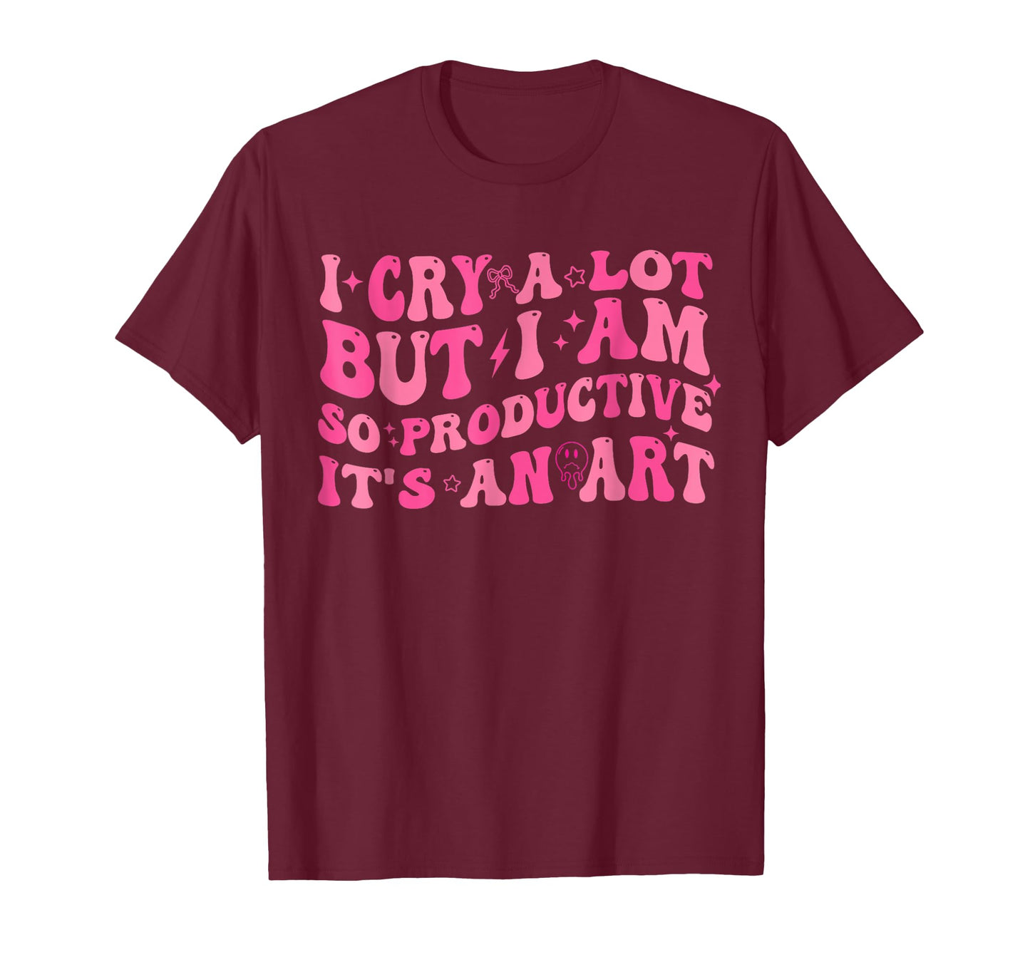 Retro I Cry A Lot But I Am So Productive Funny Trending Meme T-Shirt