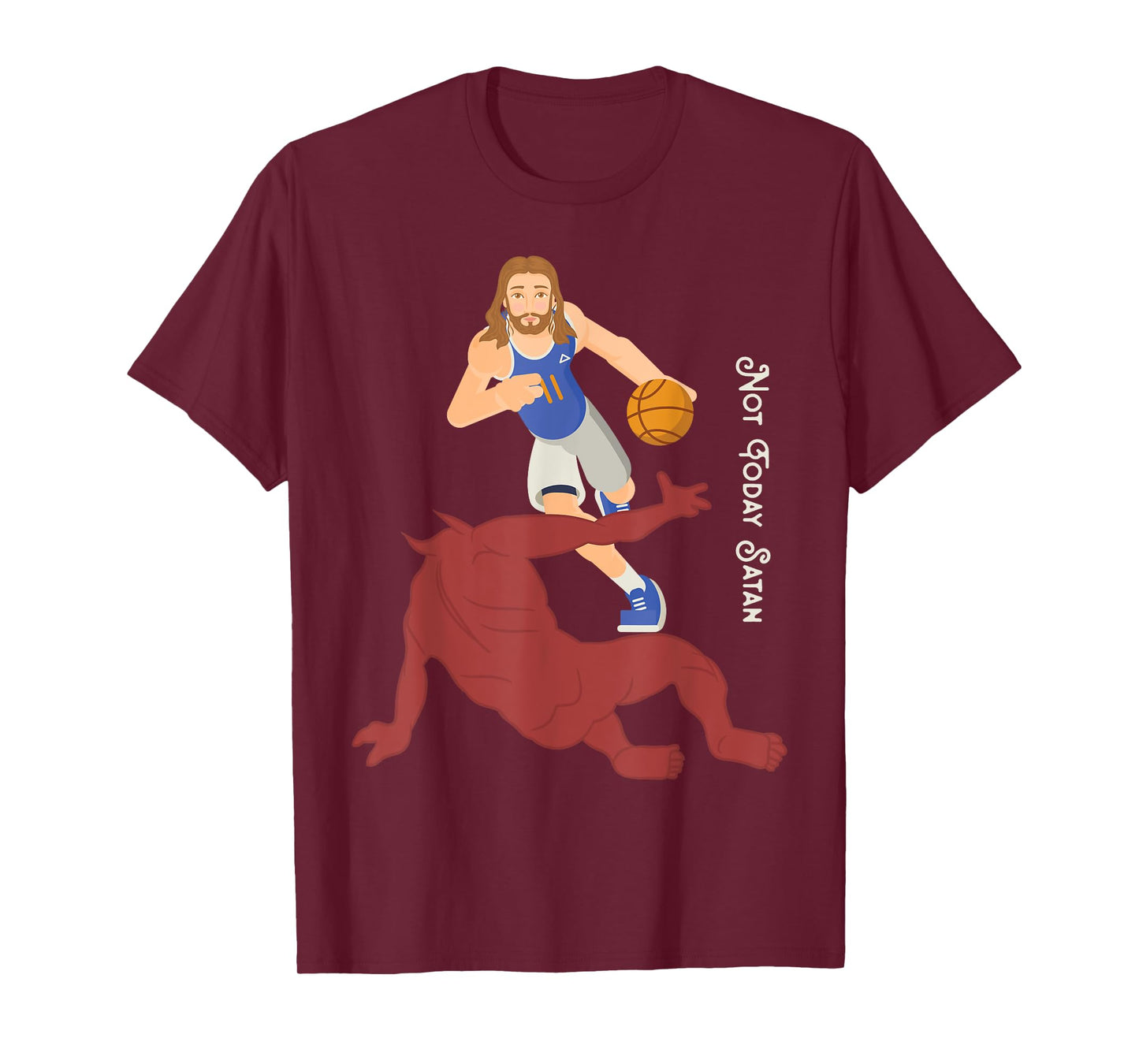 Christian T Shirt Jesus Versus Satan Not Today Basketball T-Shirt