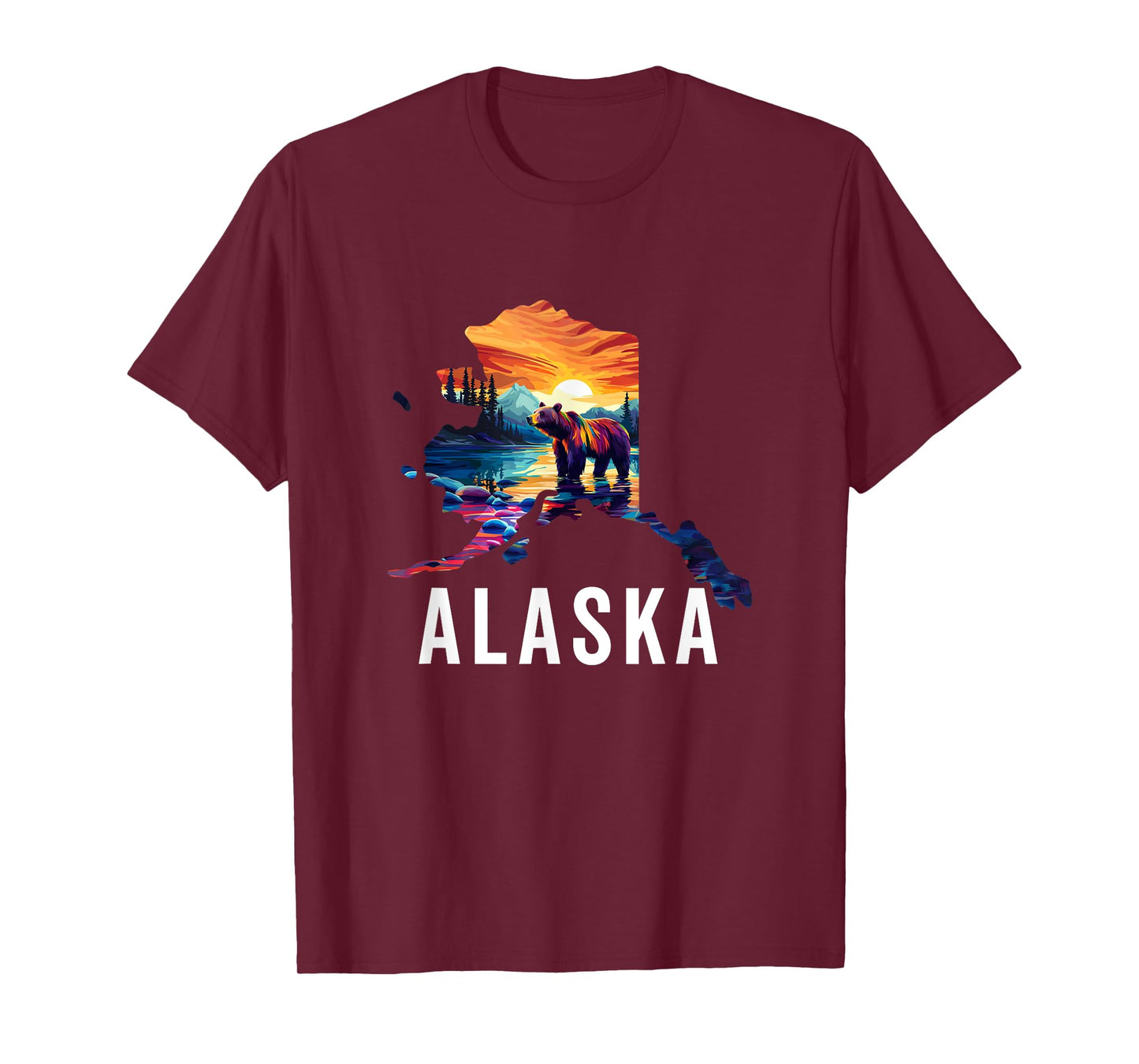 Alaskan Bear Animal Alaska Map Souvenirs Vacation Vintage T-Shirt