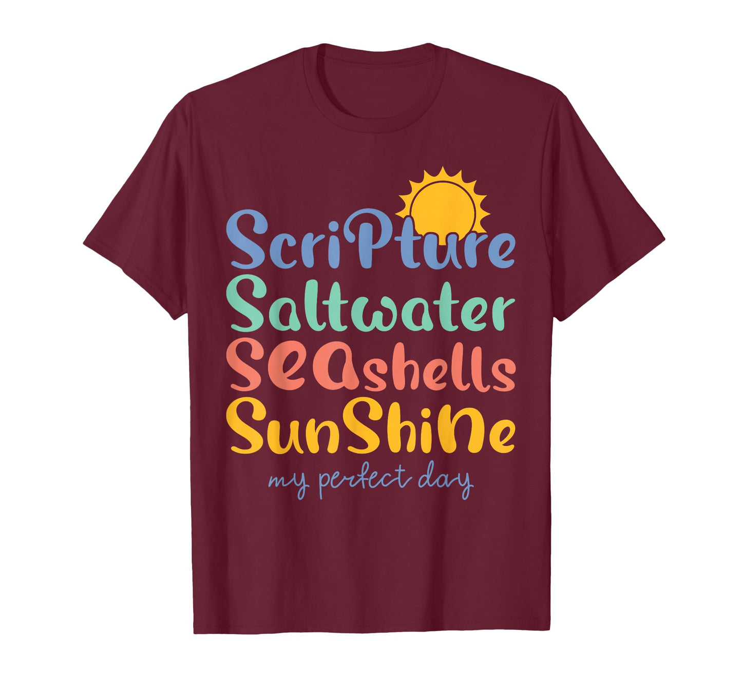 Scripture Saltwater Seashells Sunshine Beach Lovers Summer T-Shirt