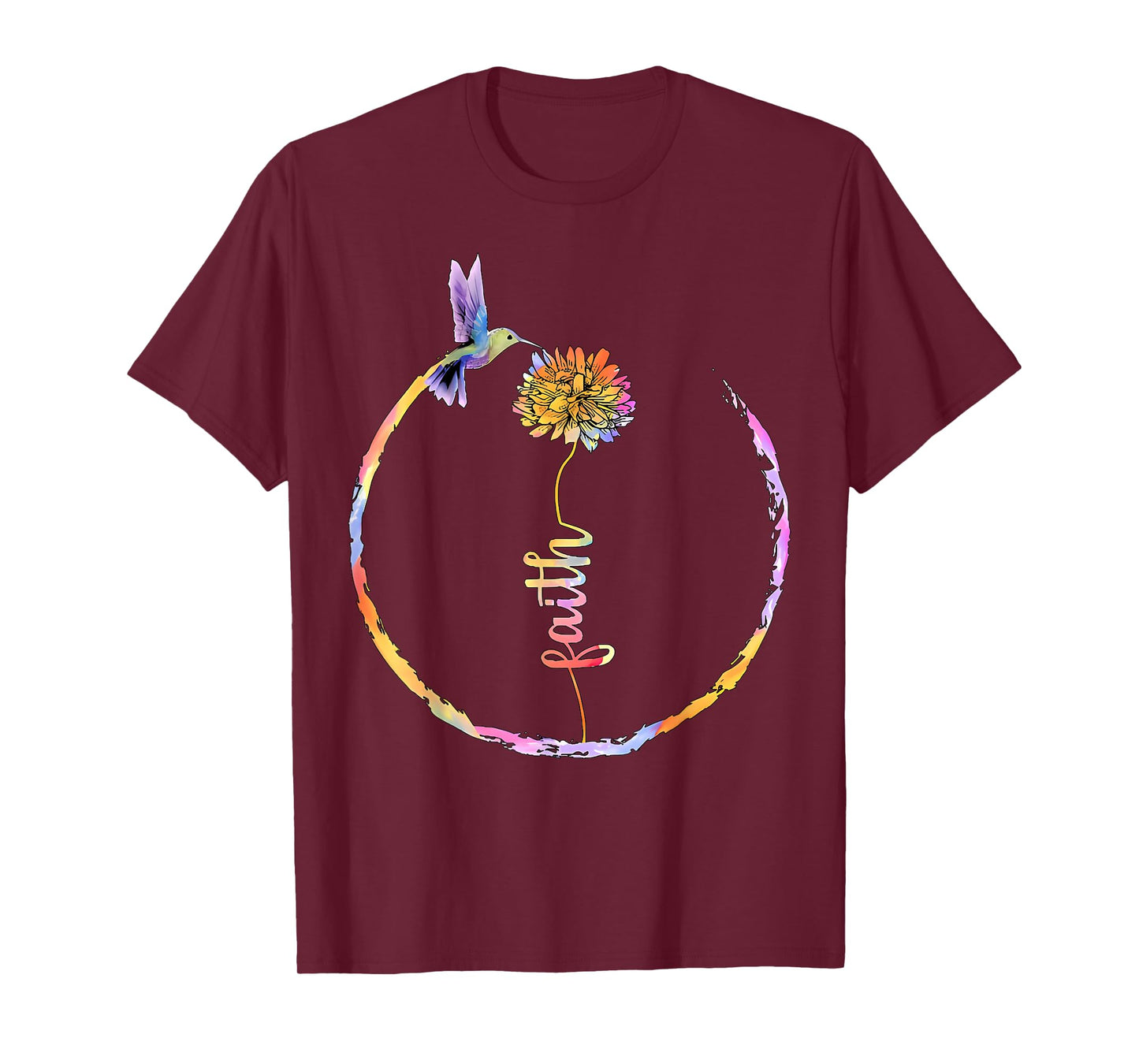 Watercolor Faith Bird Flower Hummingbird Christian Religious T-Shirt