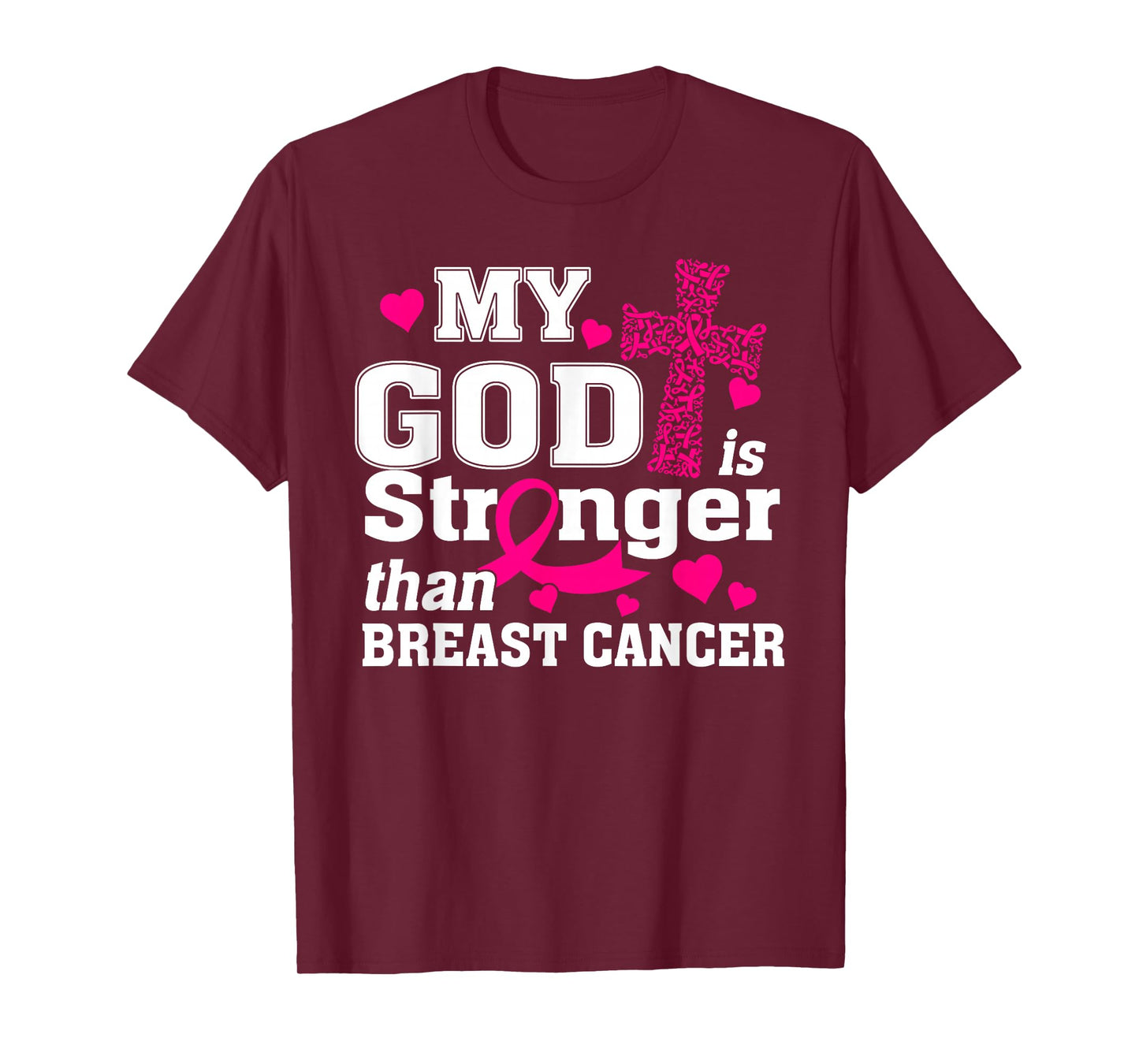 My God is Stronger Than Breast Cancer Cross T-Shirt