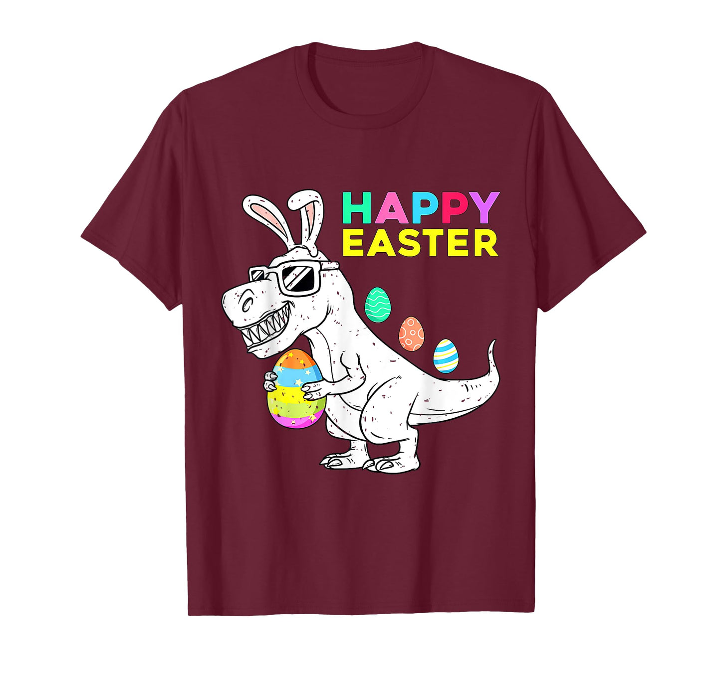 Happy Easter T Rex Dino With Bunny Ears Funny Egg Boys Girls T-Shirt