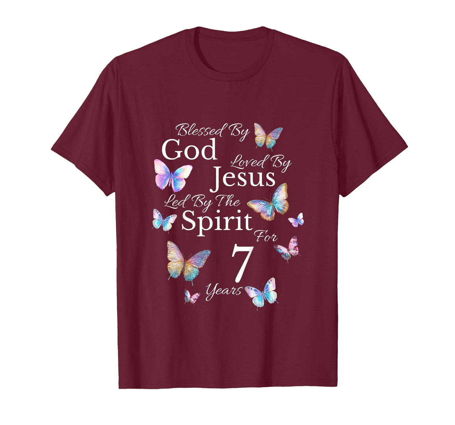 Kids Blessed By God Loved By Jesus For 7 Years Old 7th Birthday T-Shirt