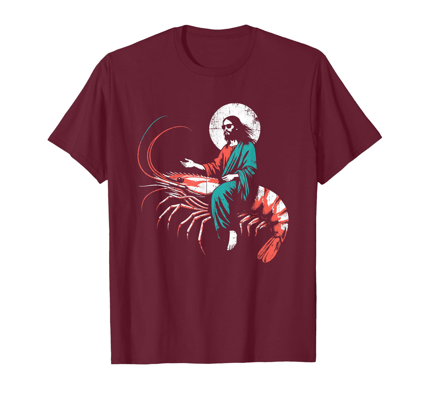 Jesus Riding A Shrimp - Funny Christian Prawn Lover T-Shirt
