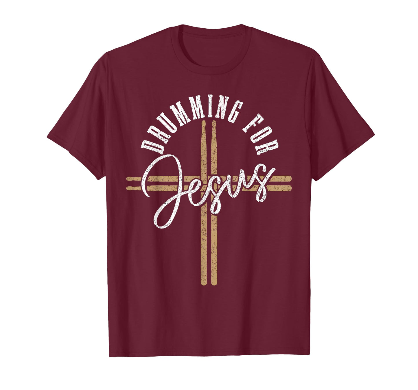 Drumming For Jesus Drum Sticks Cross Christian Drummer T-Shirt