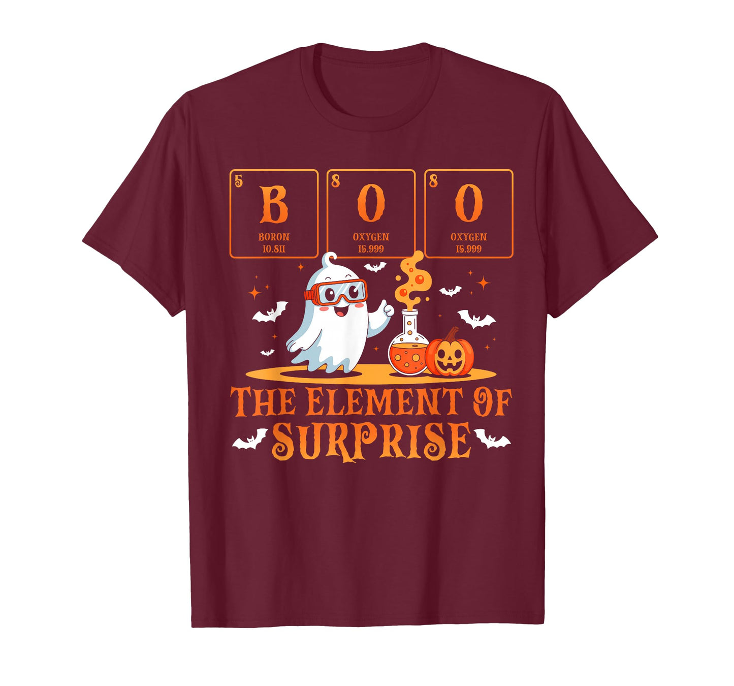 Halloween Chemistry Boo The Element of Surprise Cute Ghost T-Shirt