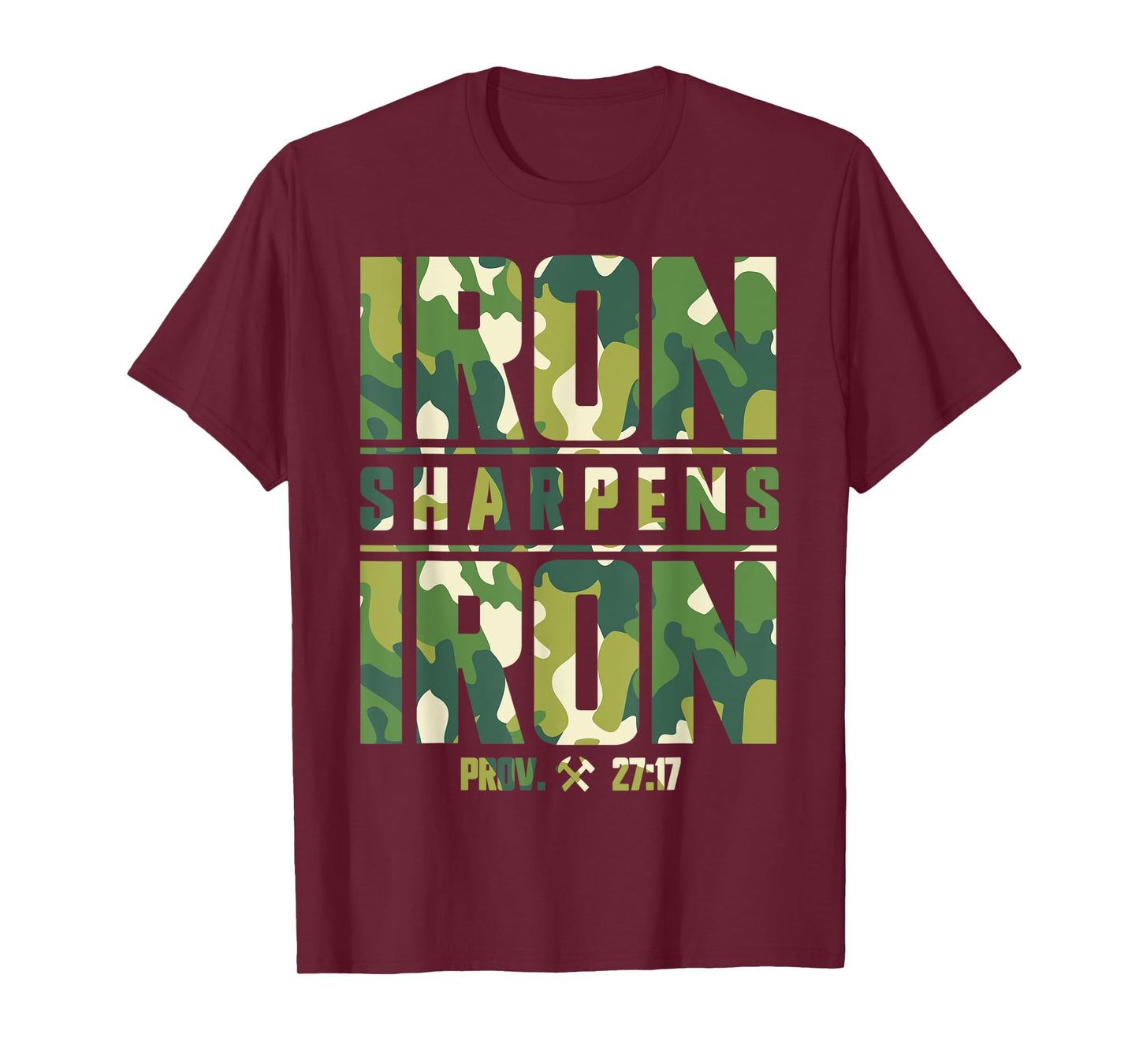 Iron Sharpens Iron Christian Men Camo Camouflage Army T-Shirt