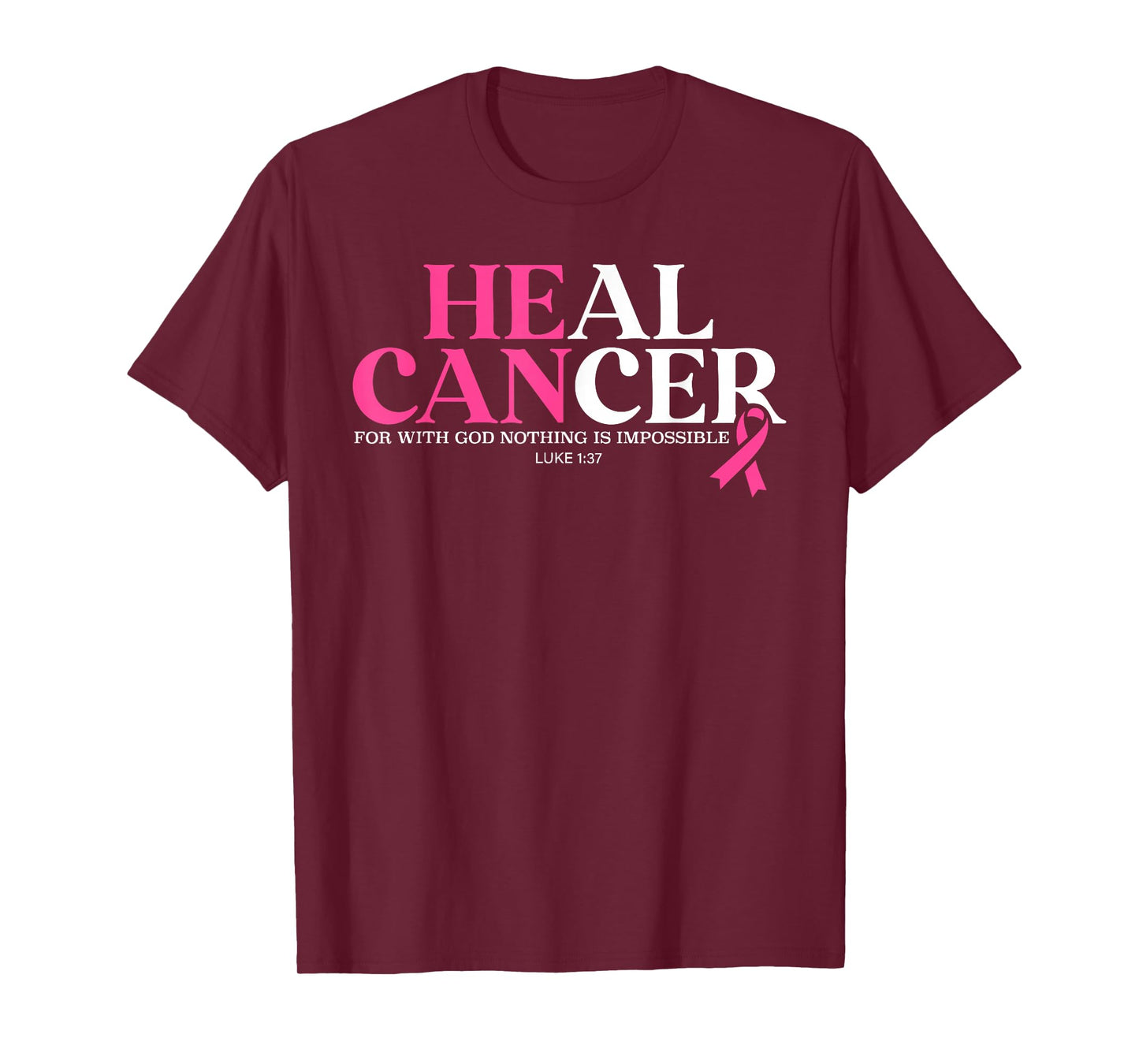 Heal Cancer Believe God Christian Breast Cancer Awareness T-Shirt