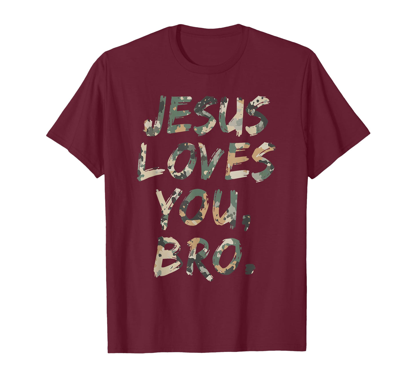 Vintage Camo Jesus Loves You Bro Christian Believer Faith T-Shirt