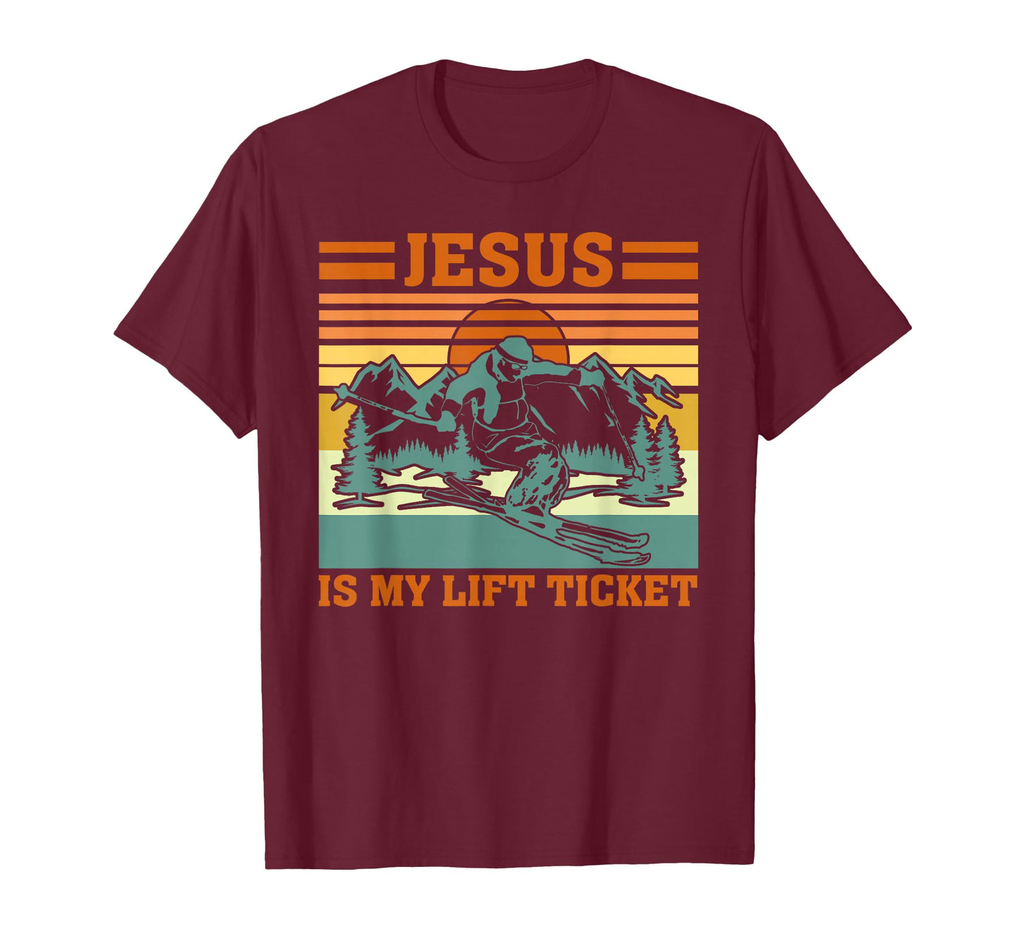 Jesus is My Lift Ticket Vintage Faith Sport Quote T-Shirt