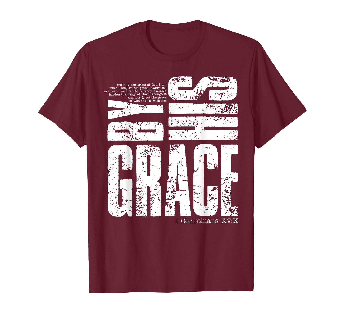 Saved By His Amazing Grace Hand Drawn Cross Christian T-Shirt