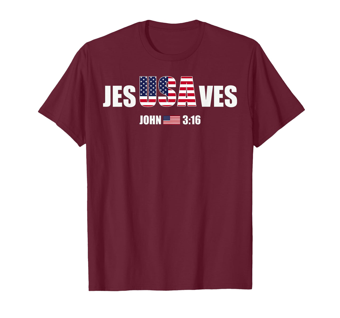 Jesus Saves JesUSAves USA American Flag Patriotic Christian T-Shirt