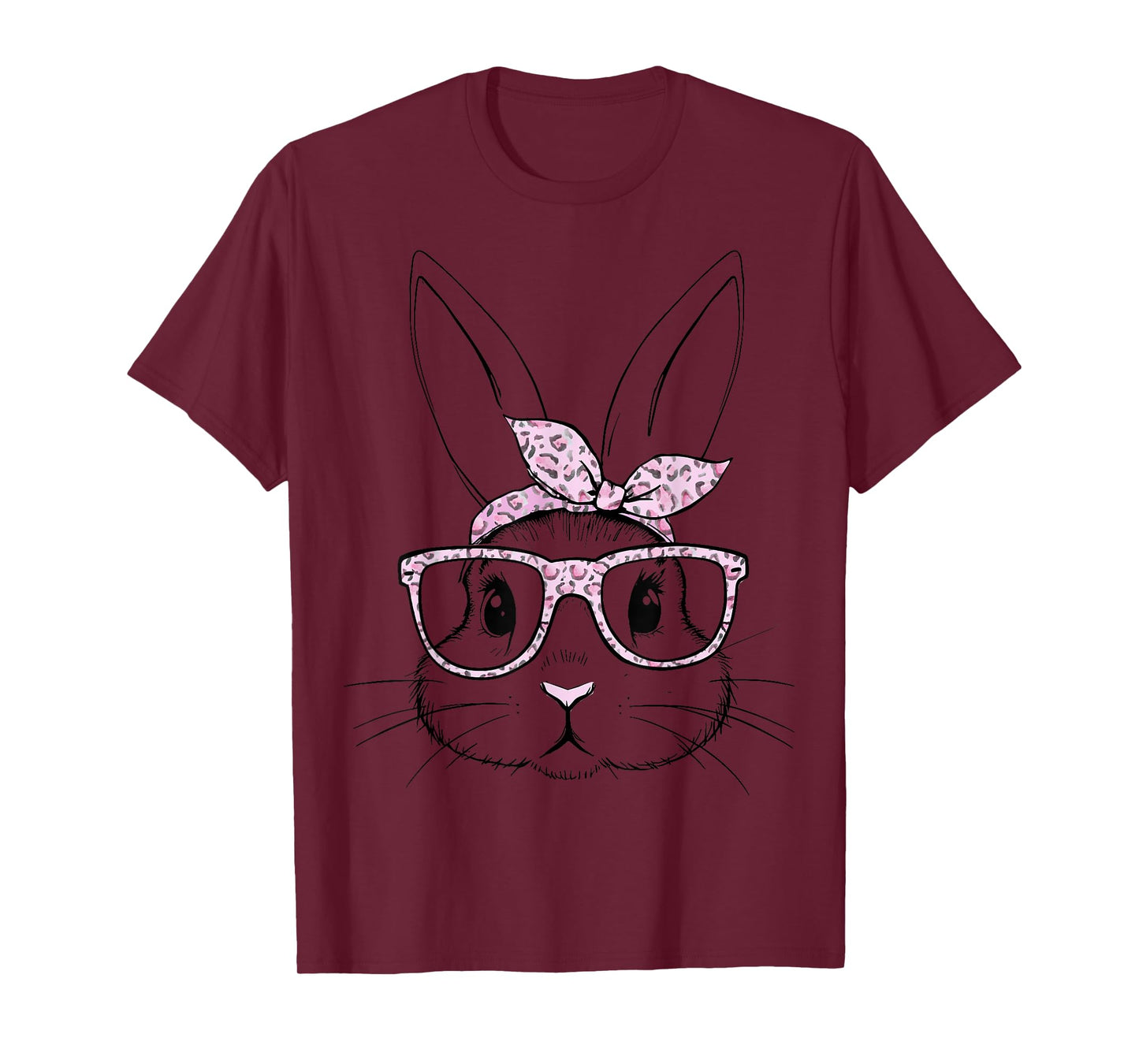 Cute bunny rabbit leopard glasses bandana easter girls women T-Shirt