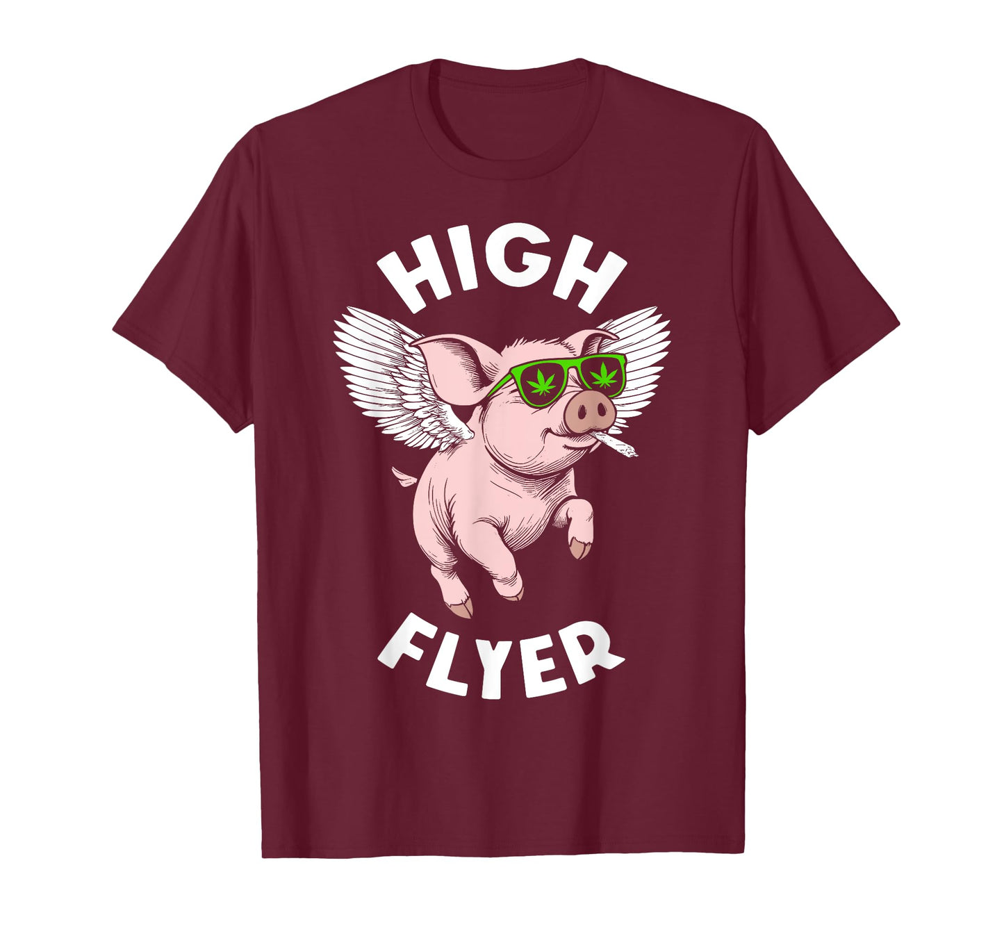 420 Marijuana Funny Pig Lover High Flyer Stoner Weed Pot T-Shirt