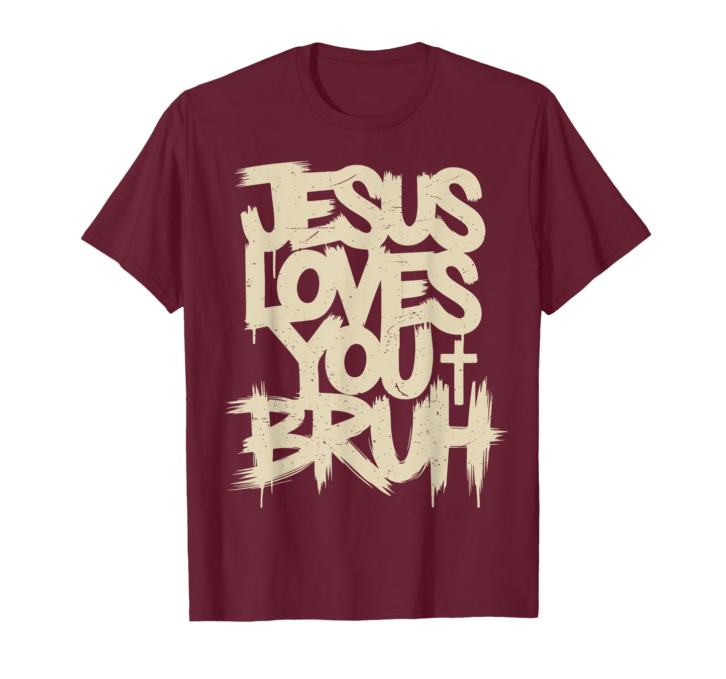 Men Jesus Loves You Bruh Funny Christian Youth Boy Teen Girl T-Shirt