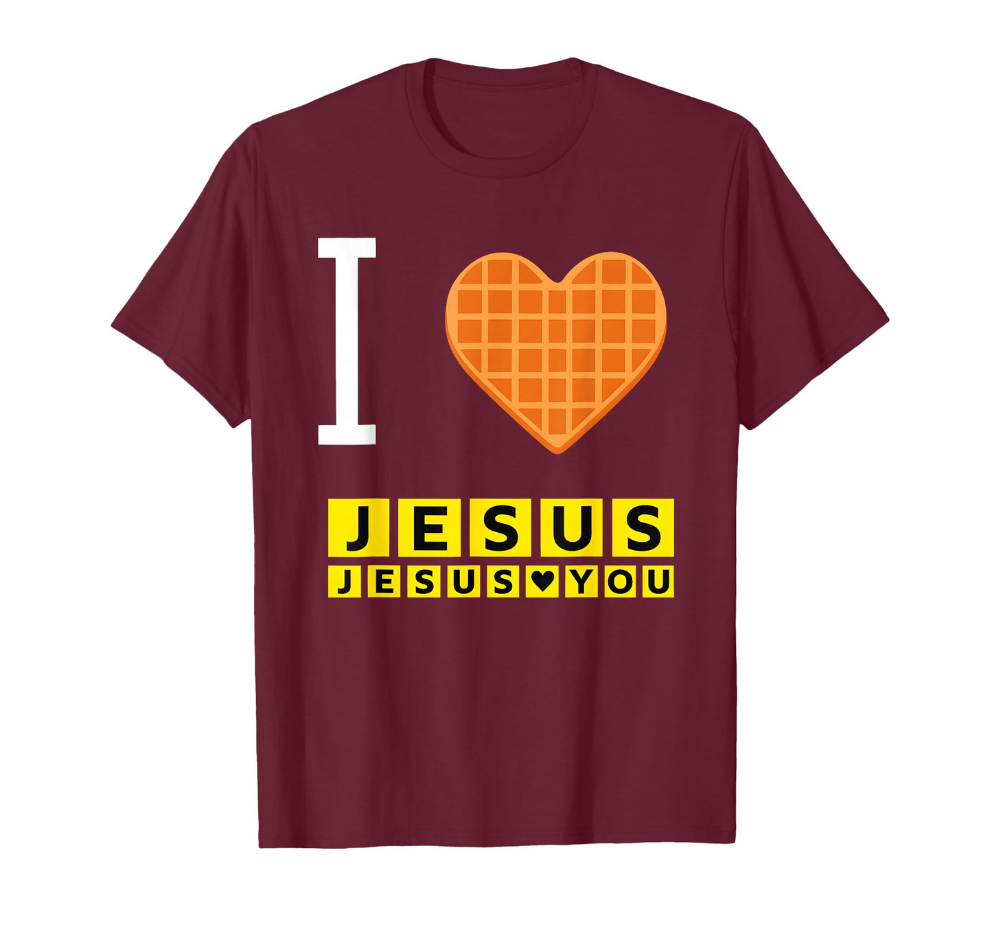 I Love Jesus Waffle Heart Funny Christian Breakfast T-Shirt