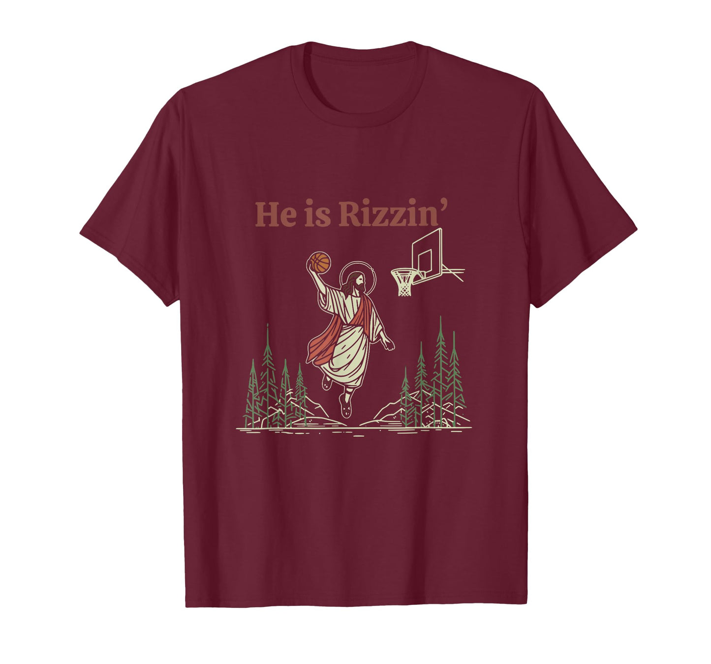 He is Rizzin Funny Easter Jesus Playing Basketball Christian T-Shirt
